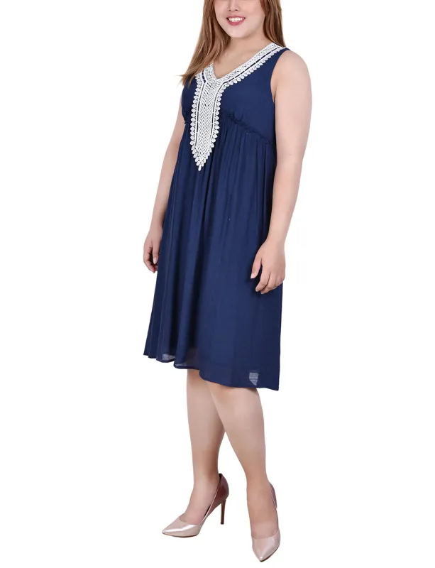 Blue Crocket Detail Dress - Plus sold by Dress Barn