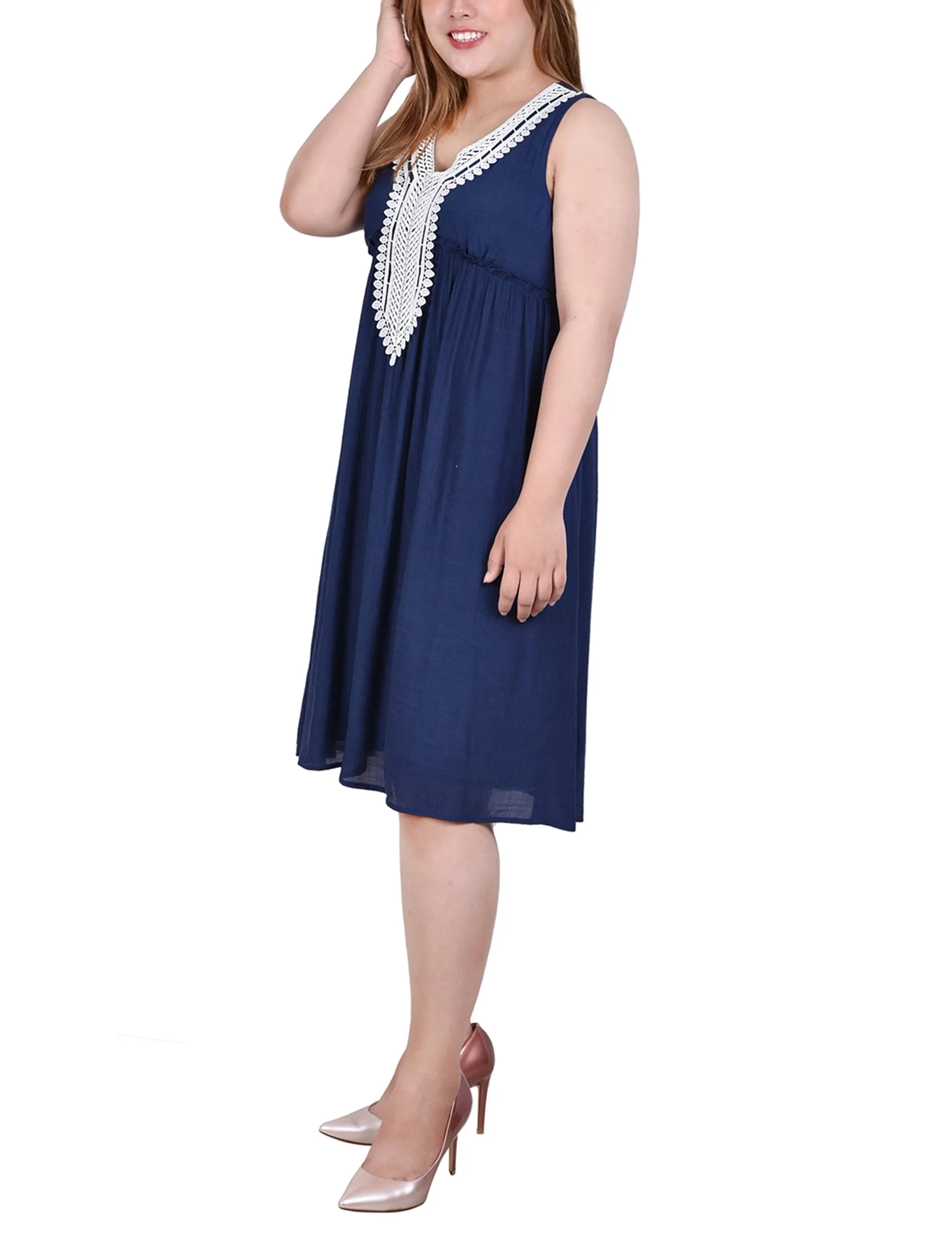 Blue Crocket Detail Dress - Plus sold by Dress Barn product image thumbnail 2