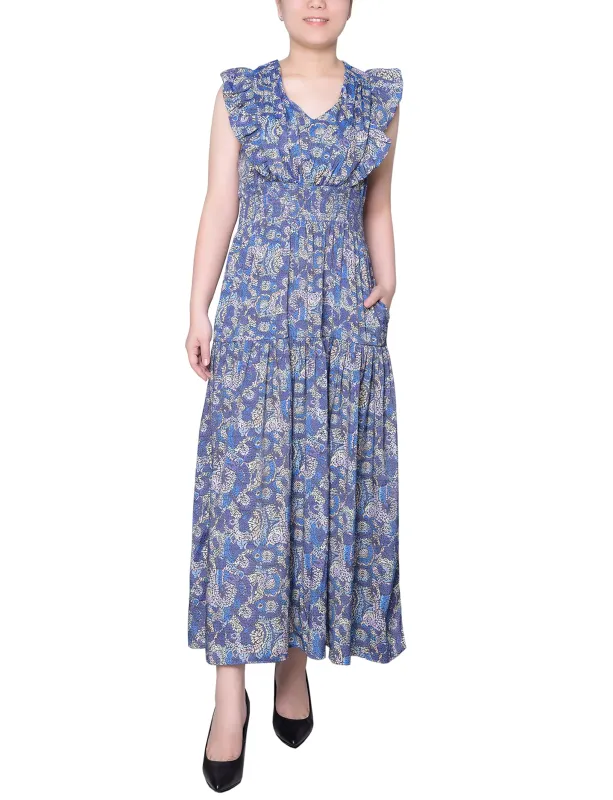 Blue Flutter Sleeve Midi Dress - Petite sold by Dress Barn