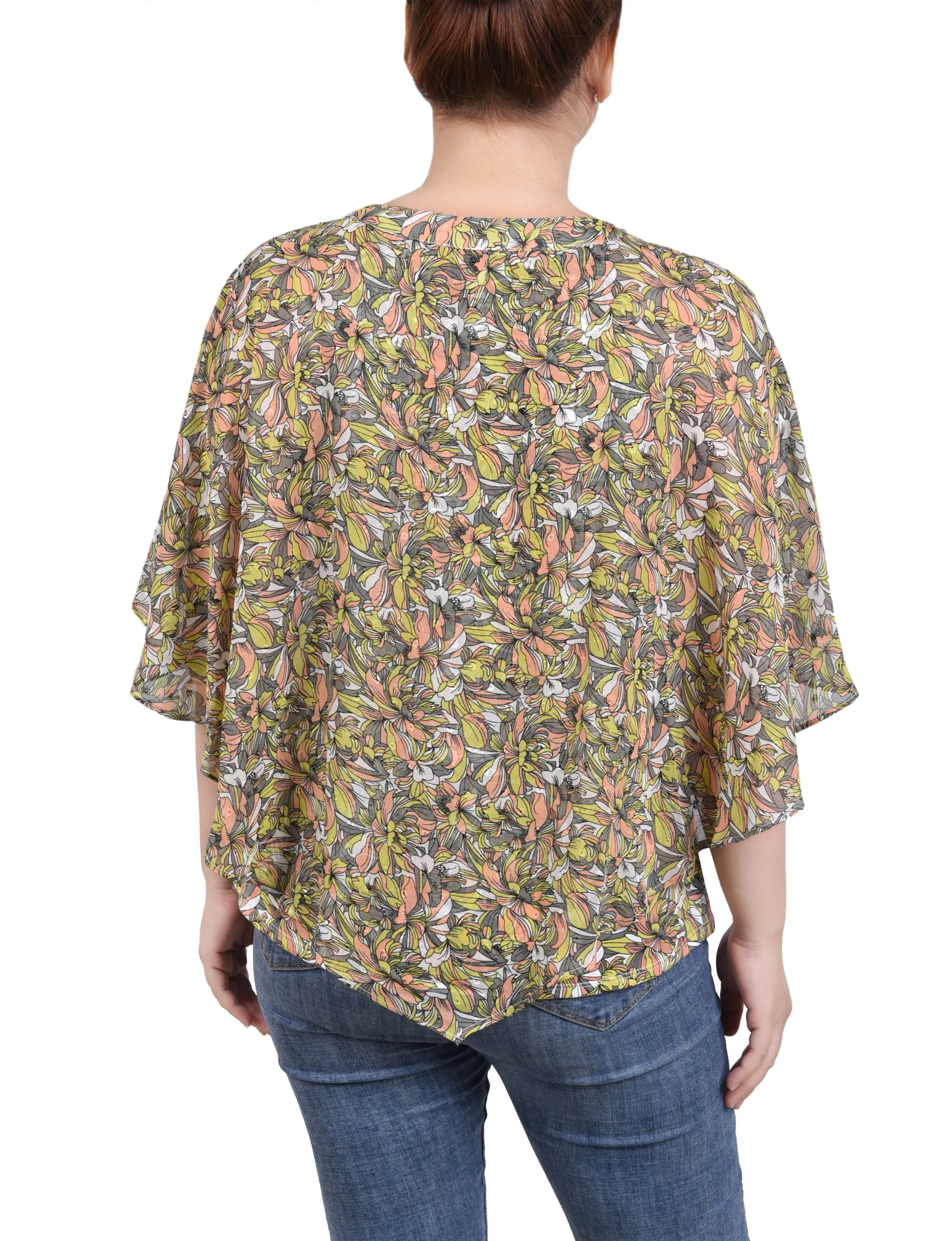 Coral Grey Must Blossom Chiffon Popover Blouse sold by Dress Barn product image thumbnail 3