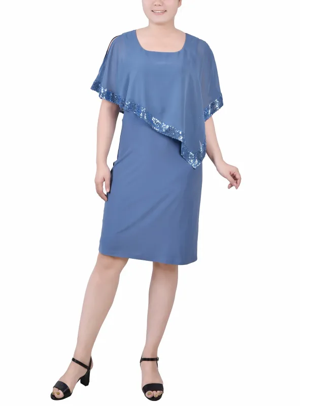 Faded Denim Poncho Style Sequined Dress sold by Dress Barn