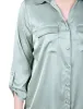 Frosty Green 3/4 Sleeve Roll Tab Satin Blouse sold by Dress Barn