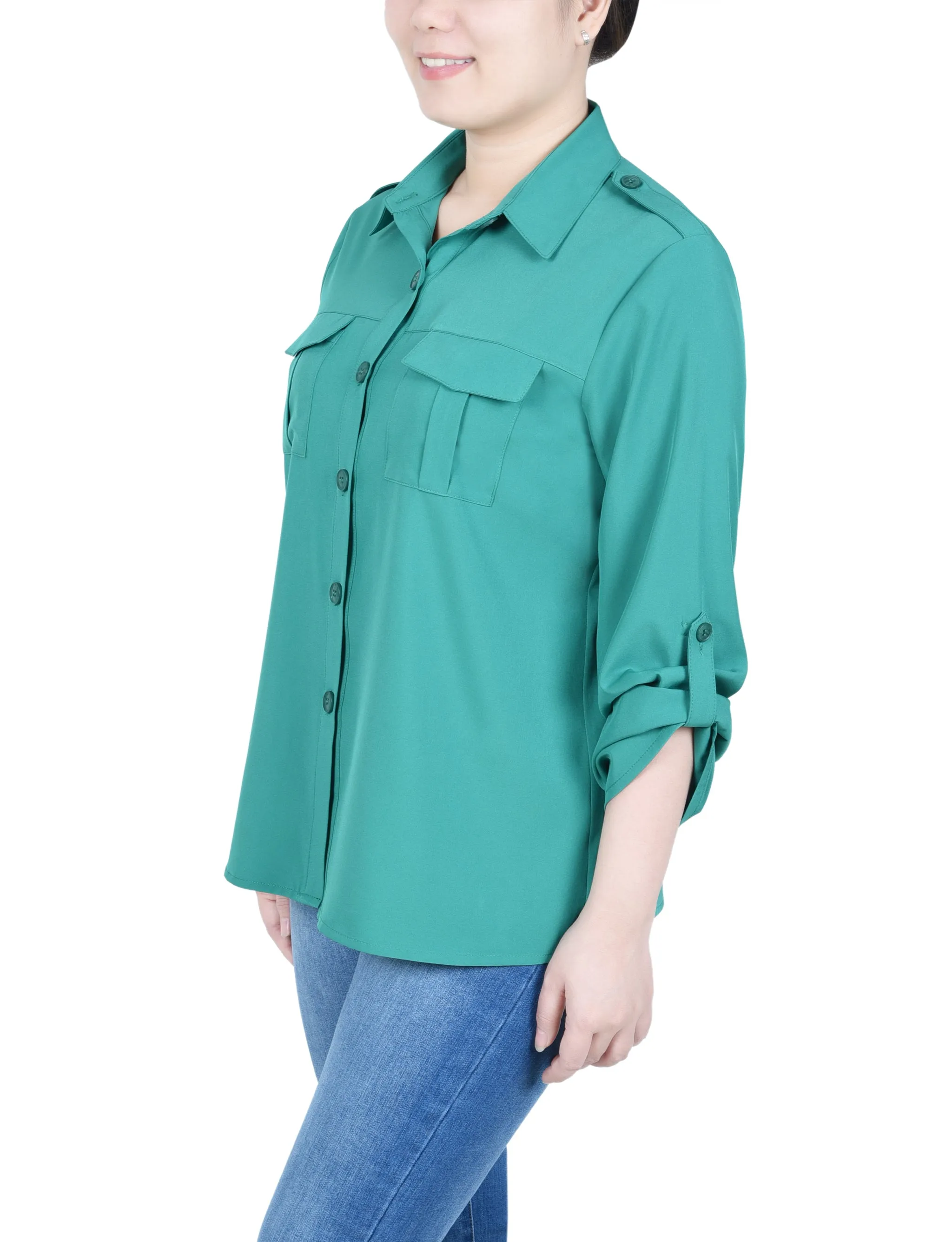 Jelly Bean 3/4 Sleeve Roll Tab Blouse sold by Dress Barn product image thumbnail 2