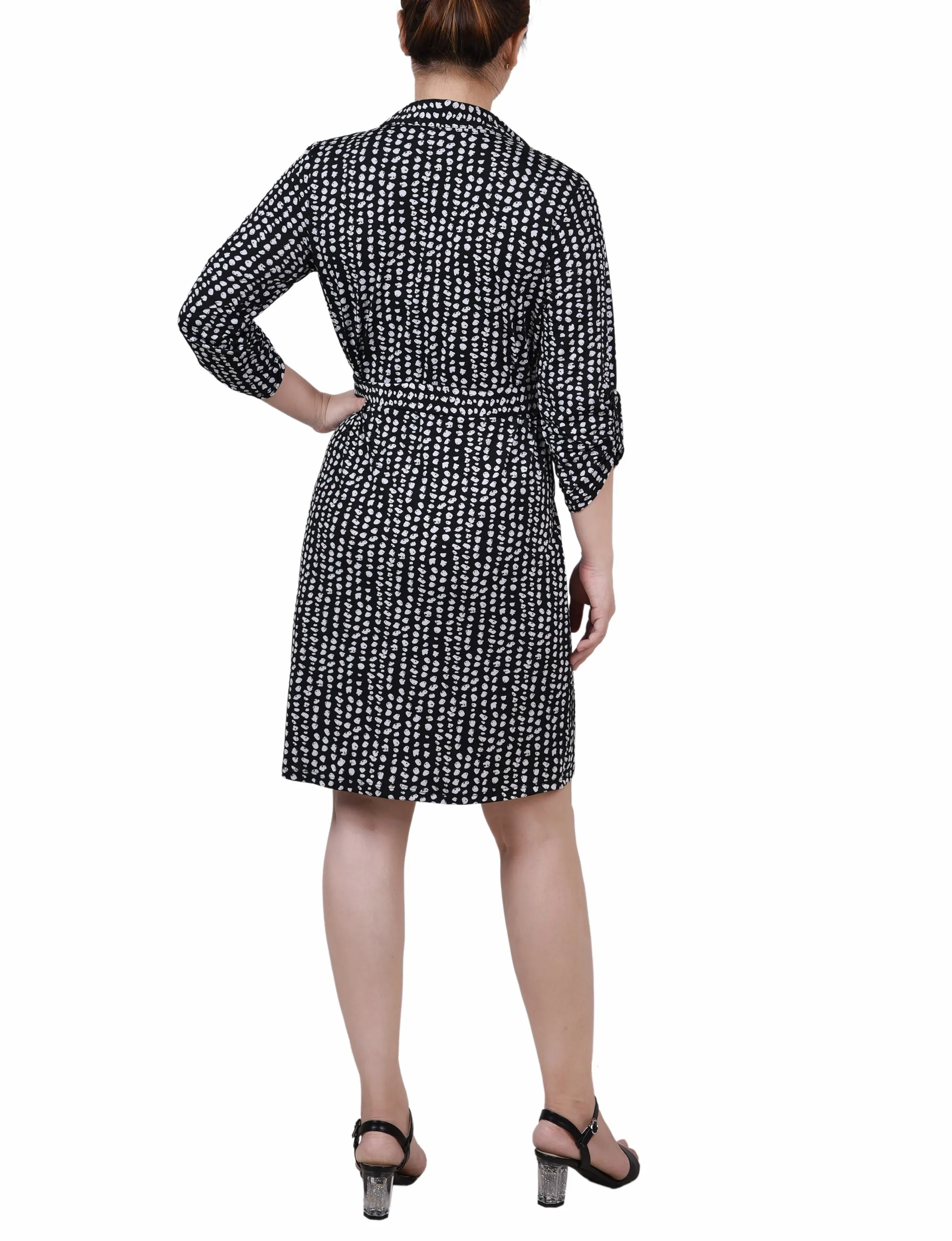 Jet Snowpop 3/4 Roll Tab Sleeve Collared Dress - Petite sold by Dress Barn product image thumbnail 3