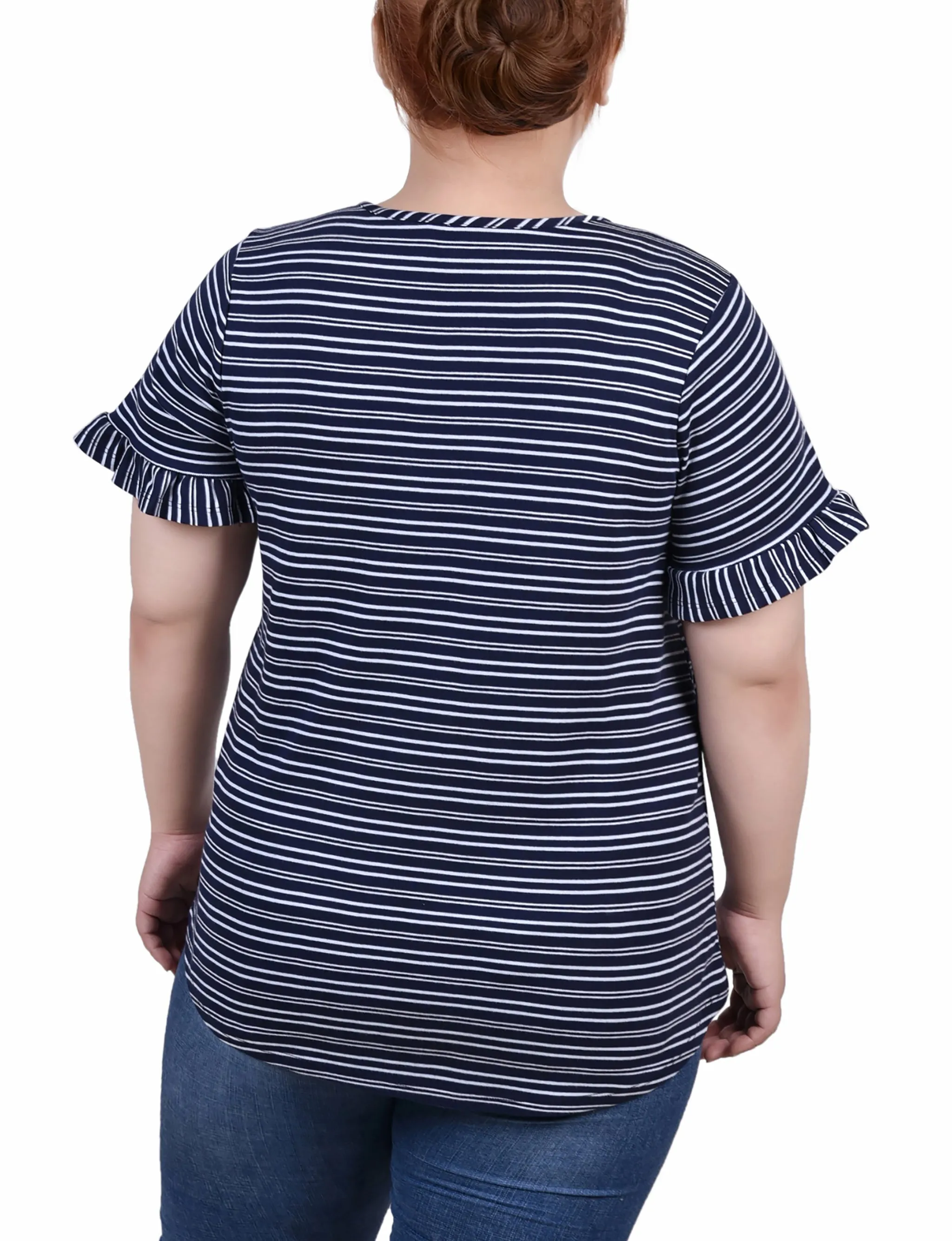 Navy Double Stripe Striped Top - Plus Size sold by Dress Barn product image thumbnail 3