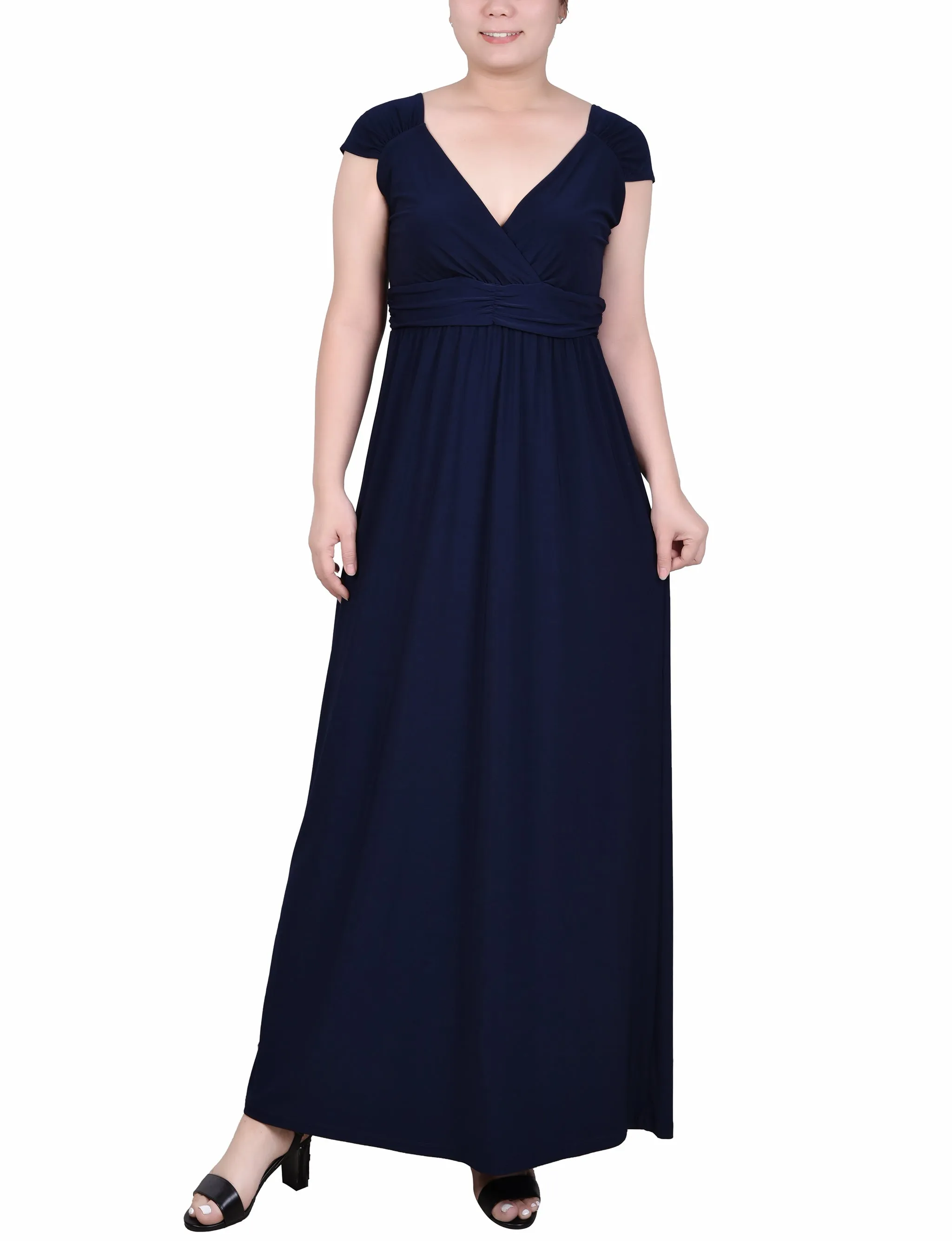 Navy Ruched Empire-Waist Maxi Dress sold by Dress Barn