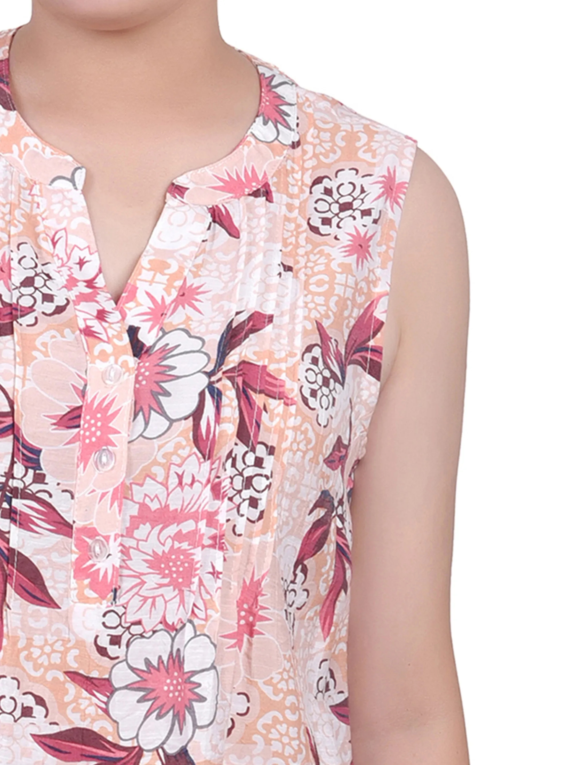 Neural Nouveau Sleeveless Pintucked Blouse sold by Dress Barn product image thumbnail 3