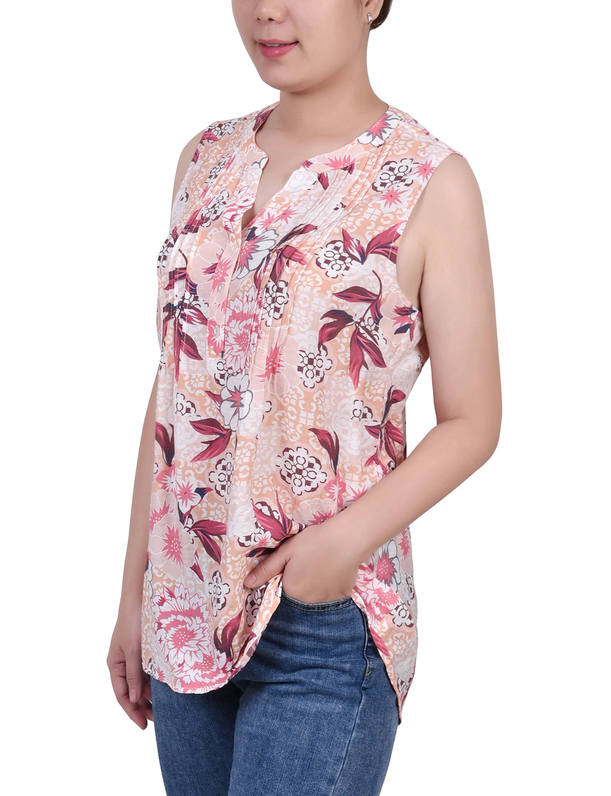 Neural Nouveau Sleeveless Pintucked Blouse sold by Dress Barn product image thumbnail 2