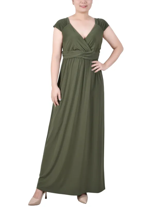 Oil Green Ruched Empire-Waist Maxi Dress sold by Dress Barn