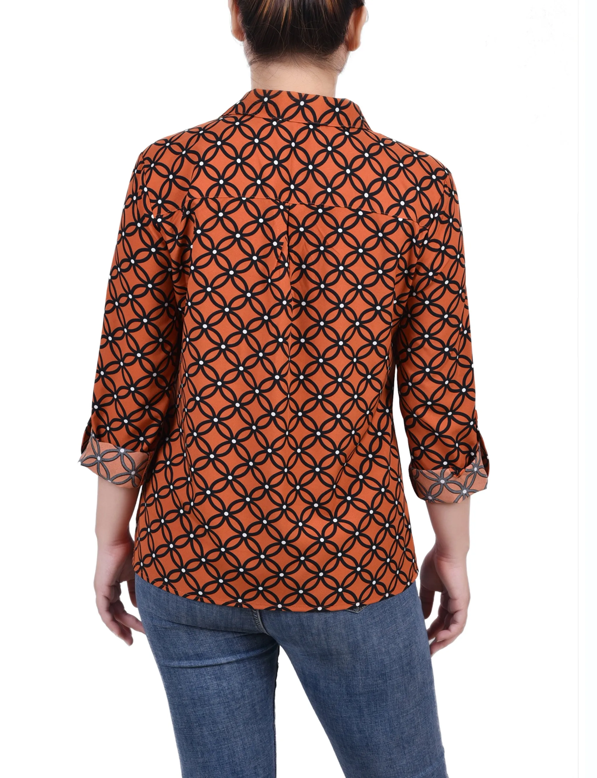 Orange 3/4 Roll Tab Blouse With Pockets - Petite sold by Dress Barn product image thumbnail 4