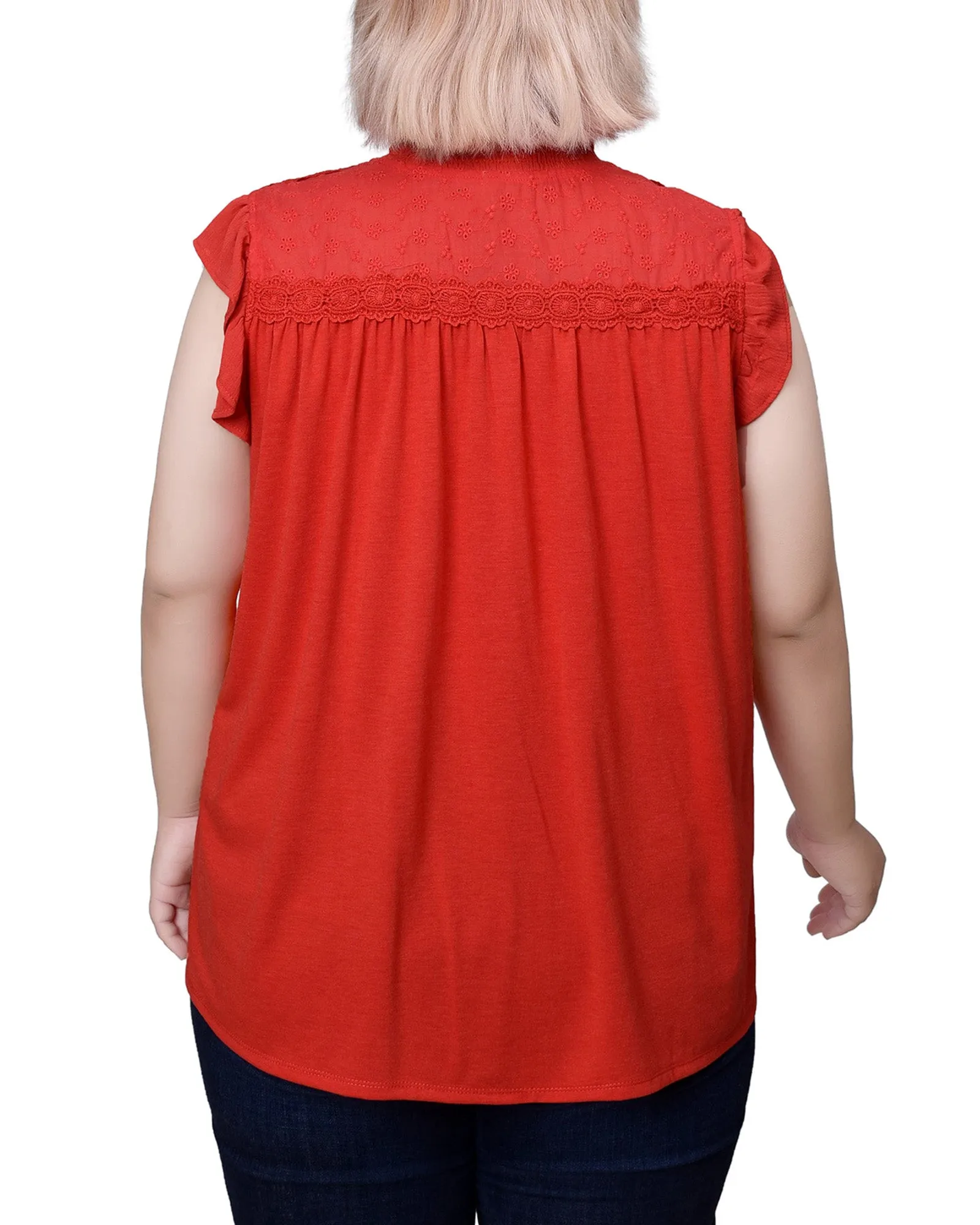 Orange Short Flutter Sleeve Crepon Blouse - Plus Size sold by Dress Barn product image thumbnail 4