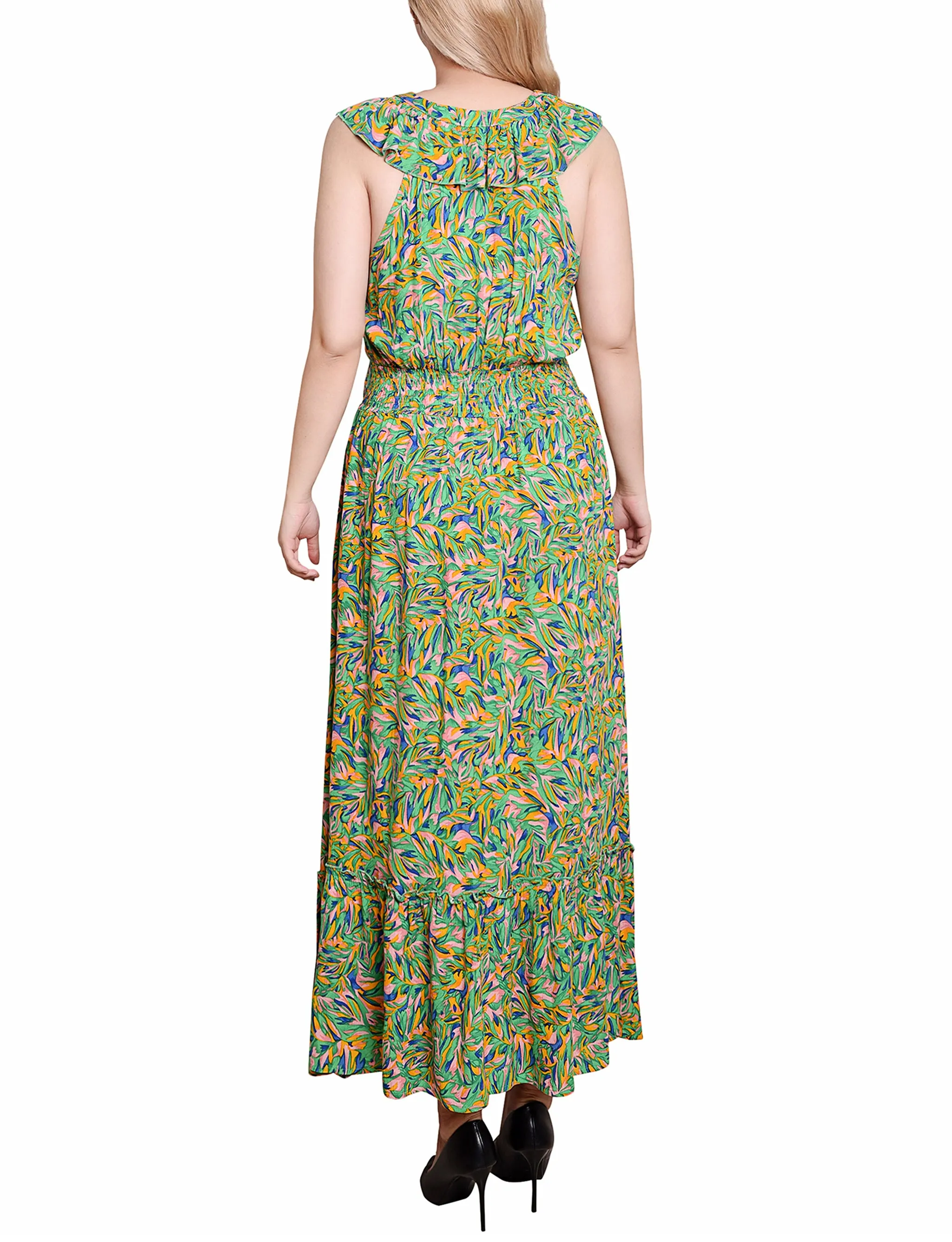 Pink Green Multi Sleeveless Ruffled Rayon Dress sold by Dress Barn product image thumbnail 3