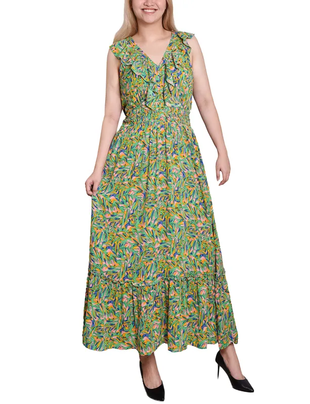 Pink Green Multi Sleeveless Ruffled Rayon Dress sold by Dress Barn
