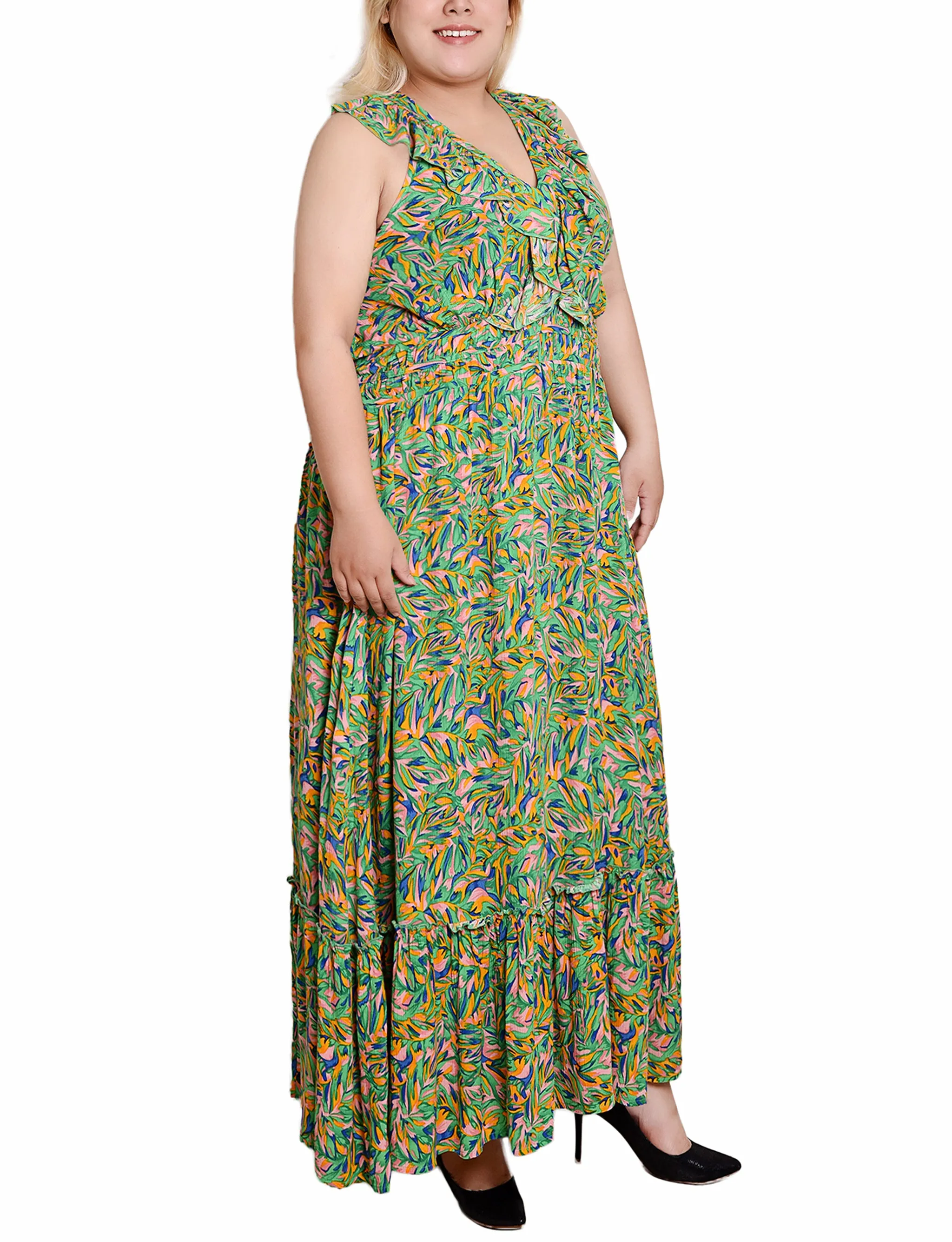 Pink Sleeveless Ruffled Rayon Dress - Plus Size sold by Dress Barn product image thumbnail 2