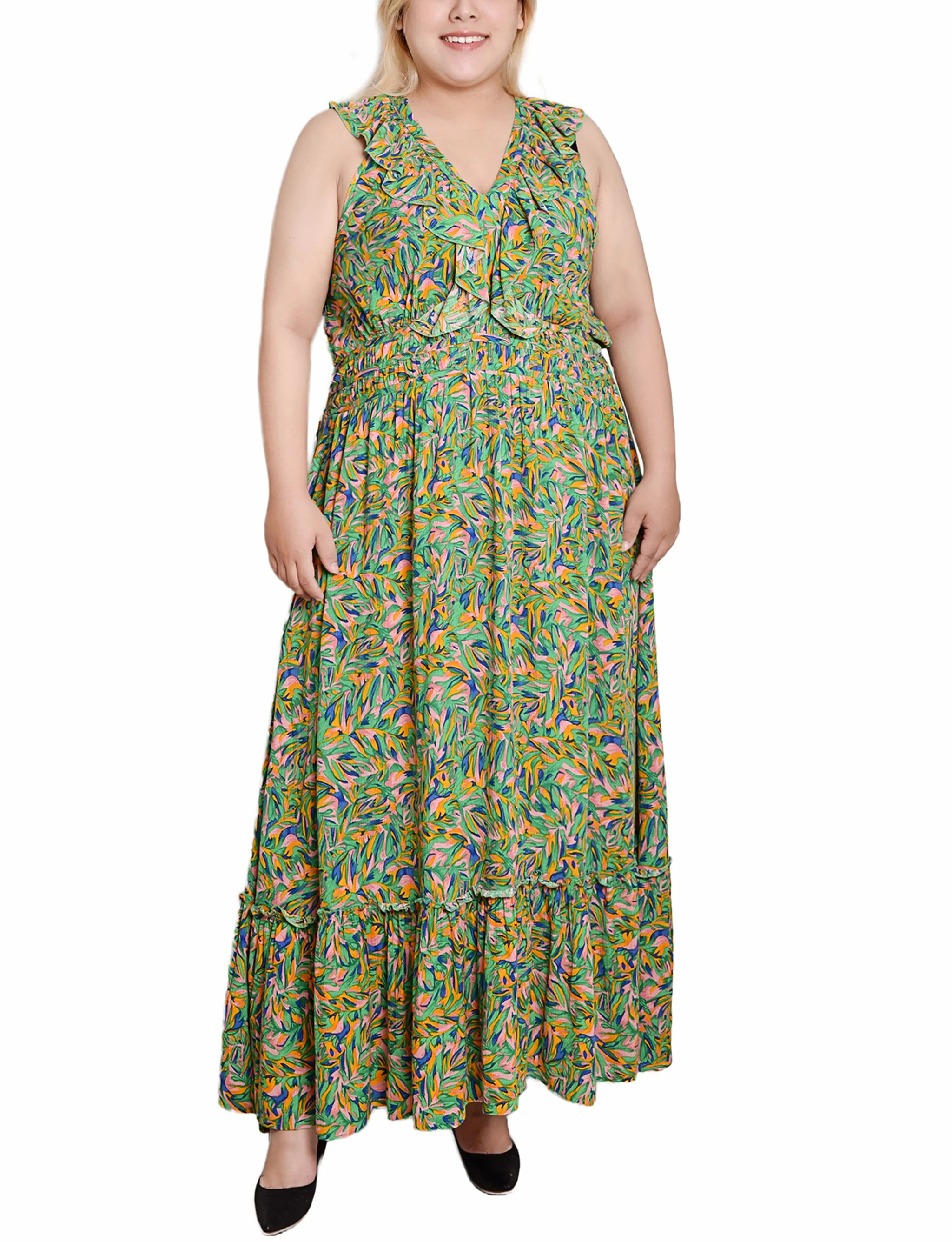 Pink Sleeveless Ruffled Rayon Dress - Plus Size sold by Dress Barn