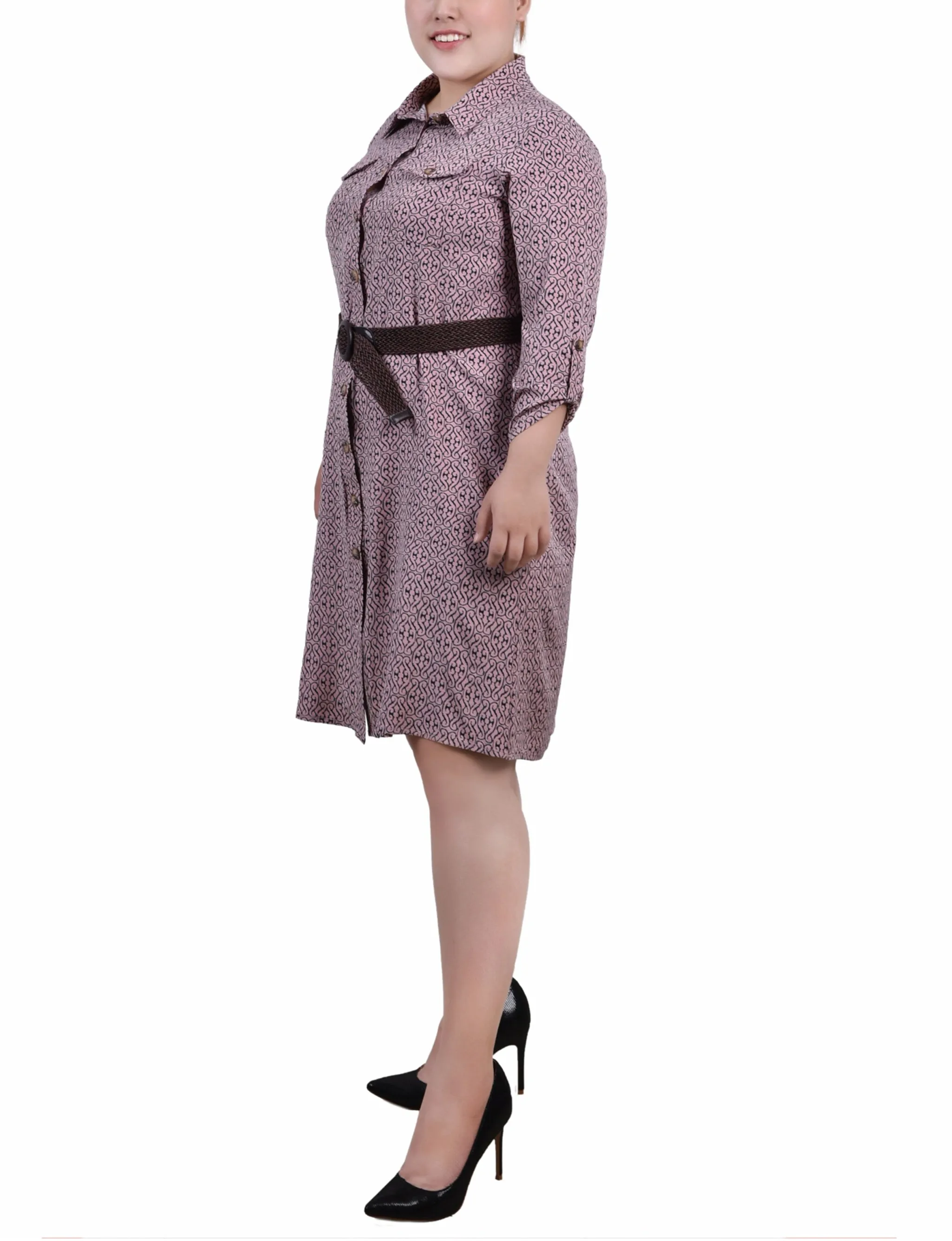 Purple 3/4 Roll Tab Sleeve Shirtdress - Plus Size sold by Dress Barn product image thumbnail 2