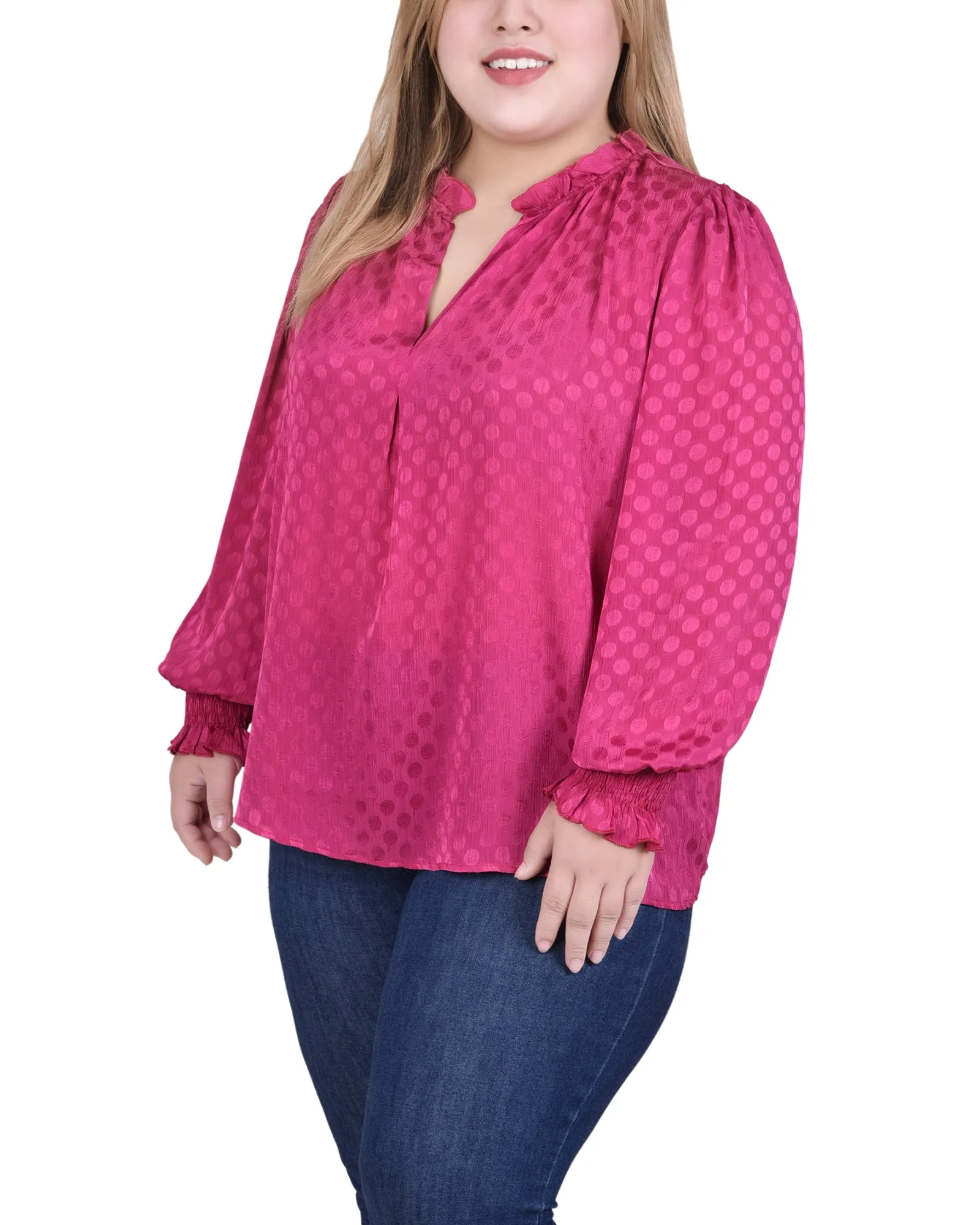 Purple Long Sleeve Smocked Cuff Blouse - Plus Size sold by Dress Barn product image thumbnail 2
