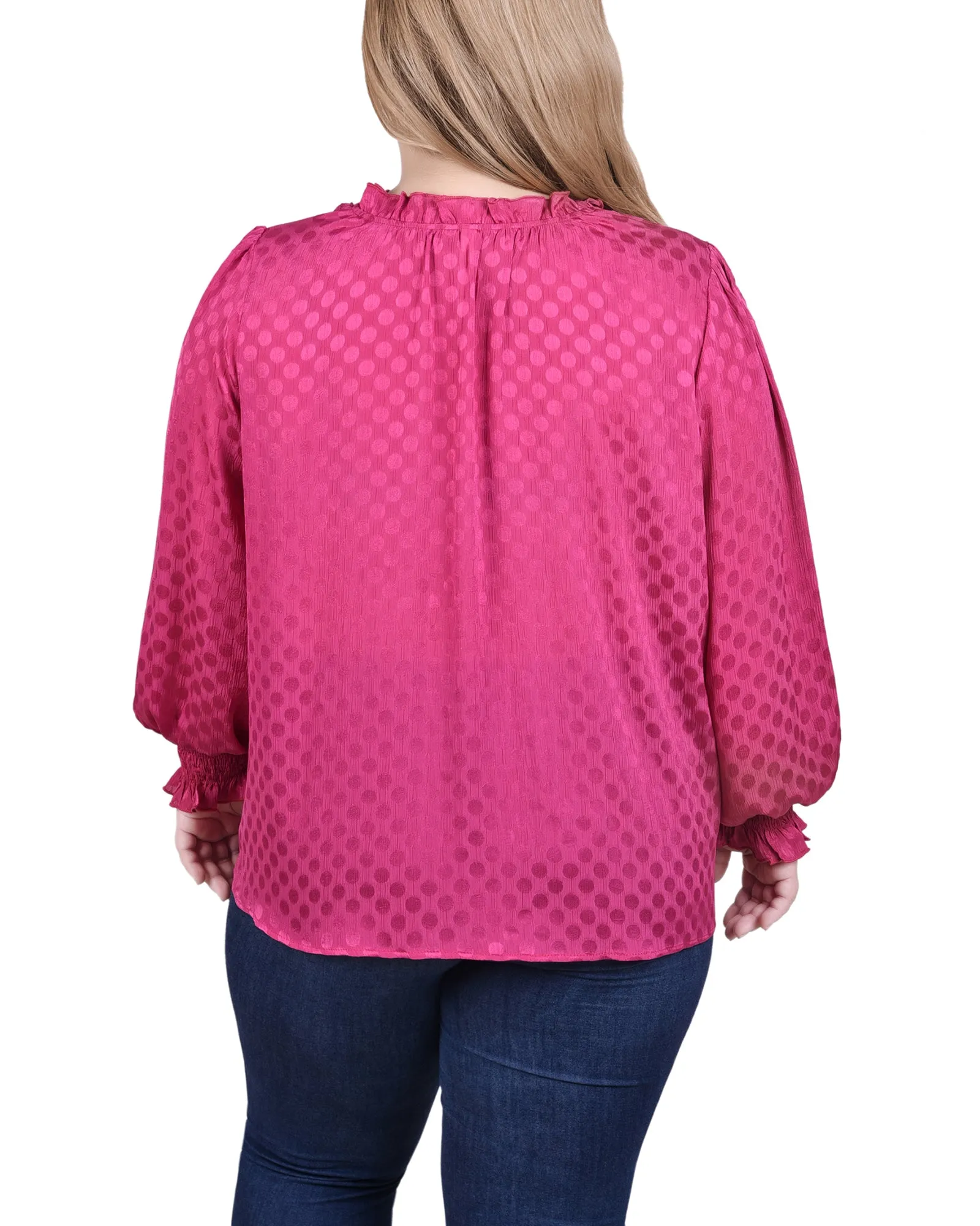 Purple Long Sleeve Smocked Cuff Blouse - Plus Size sold by Dress Barn product image thumbnail 4