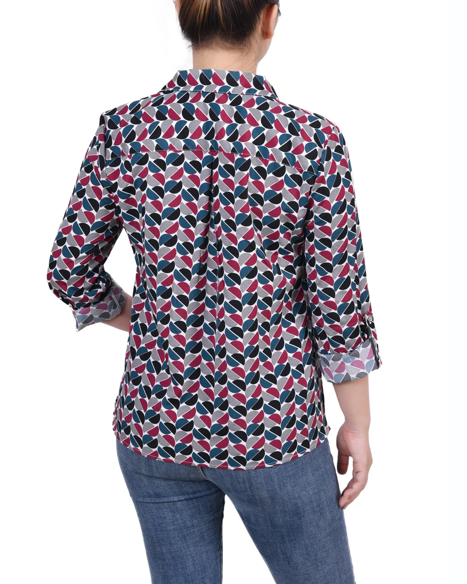 Red 3/4 Roll Tab Blouse With Pockets - Petite sold by Dress Barn product image thumbnail 4