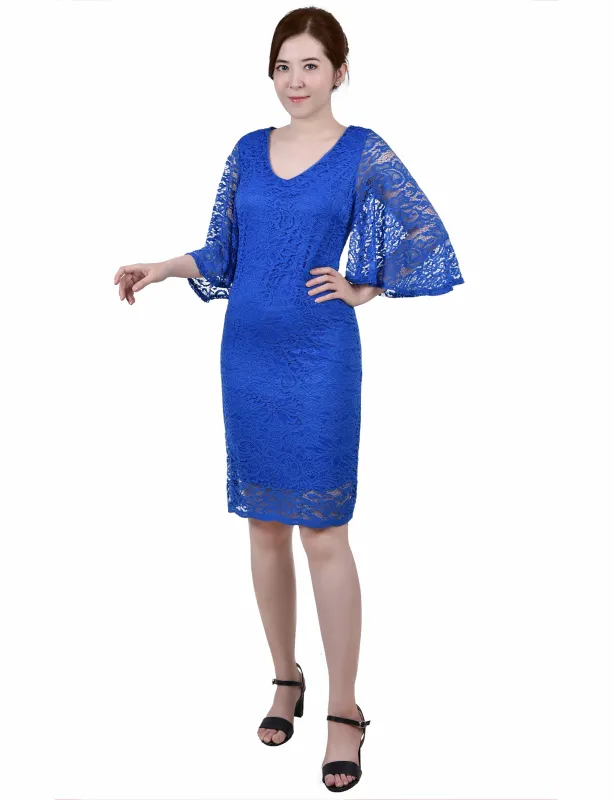 Surf The Web Wide Elbow Sleeve Lace Dress sold by Dress Barn
