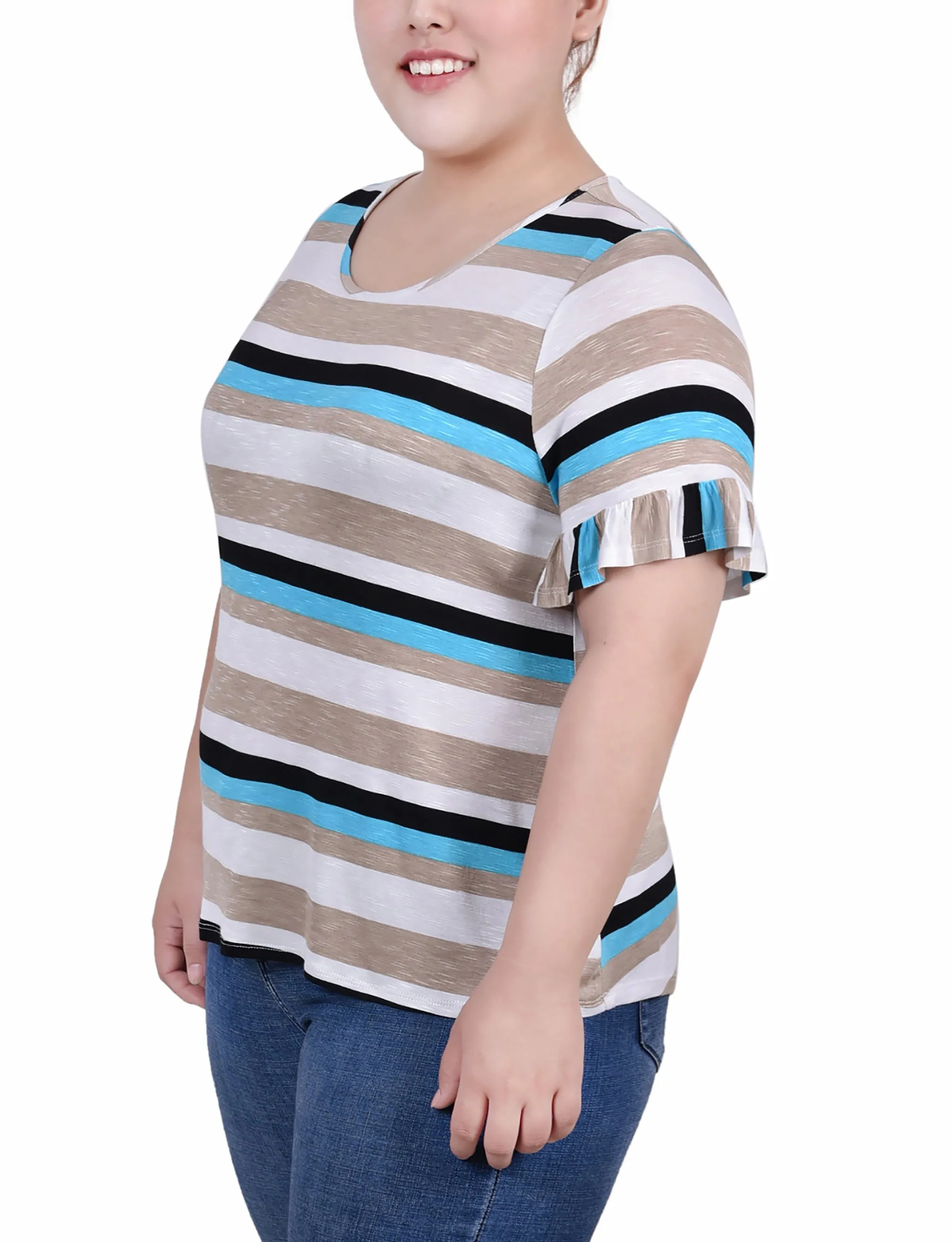 Turquoise Multi Stripe Striped Top - Plus Size sold by Dress Barn product image thumbnail 2