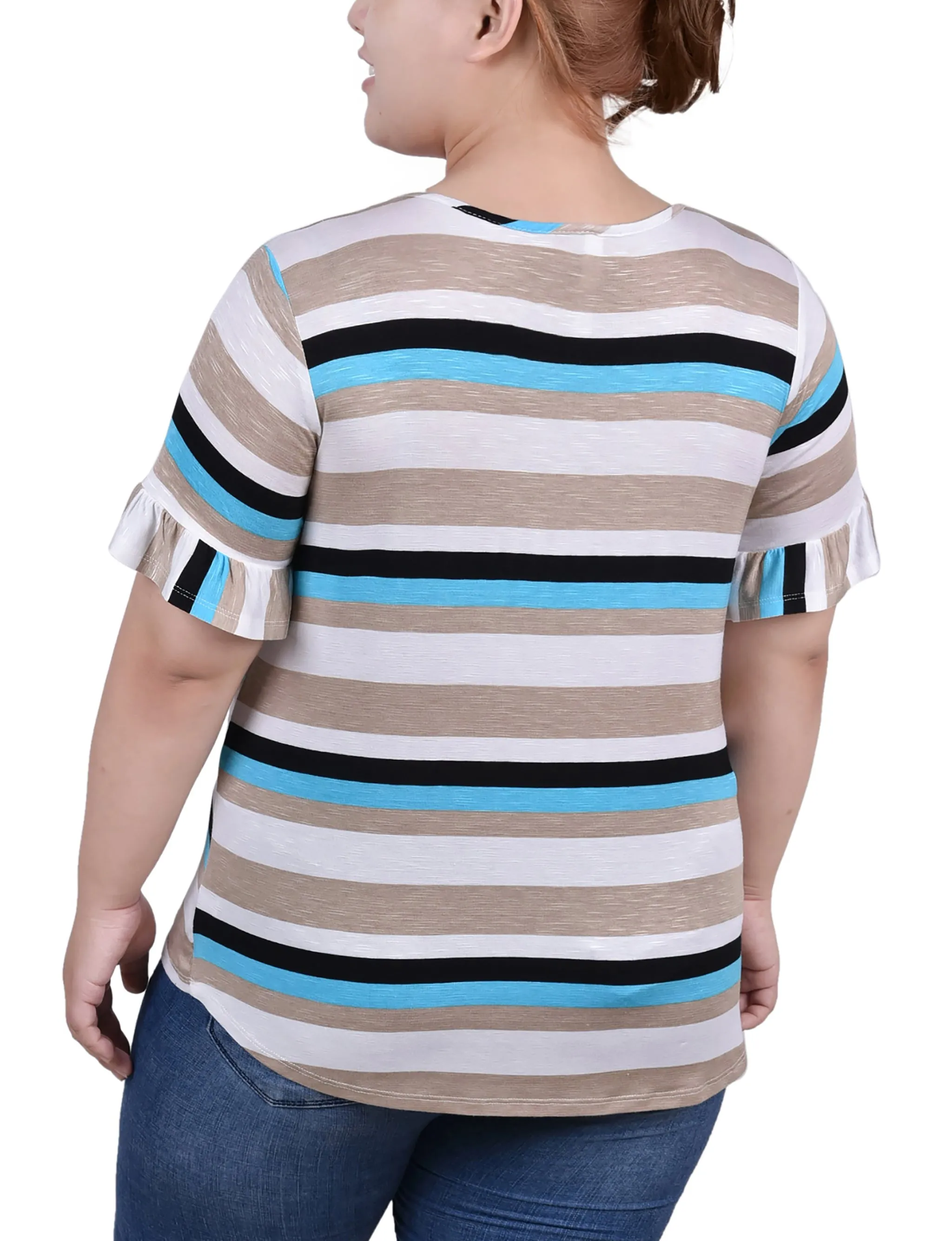 Turquoise Multi Stripe Striped Top - Plus Size sold by Dress Barn product image thumbnail 3