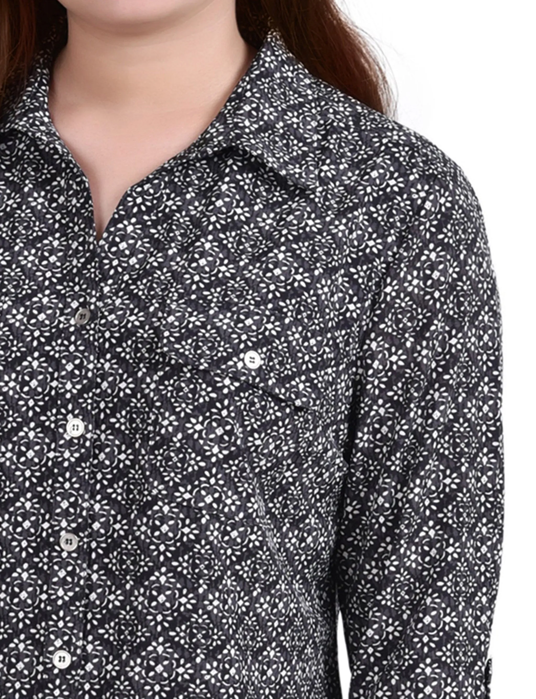 White 3/4 Roll Tab Blouse With Pockets - Petite sold by Dress Barn product image thumbnail 3