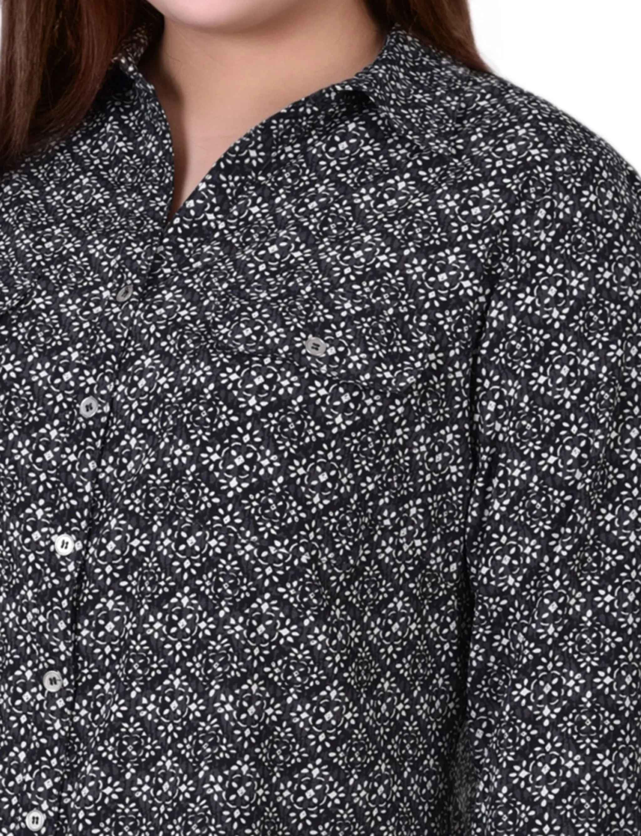 White 3/4 Roll Tab Blouse With Pockets - Plus Size sold by Dress Barn product image thumbnail 3