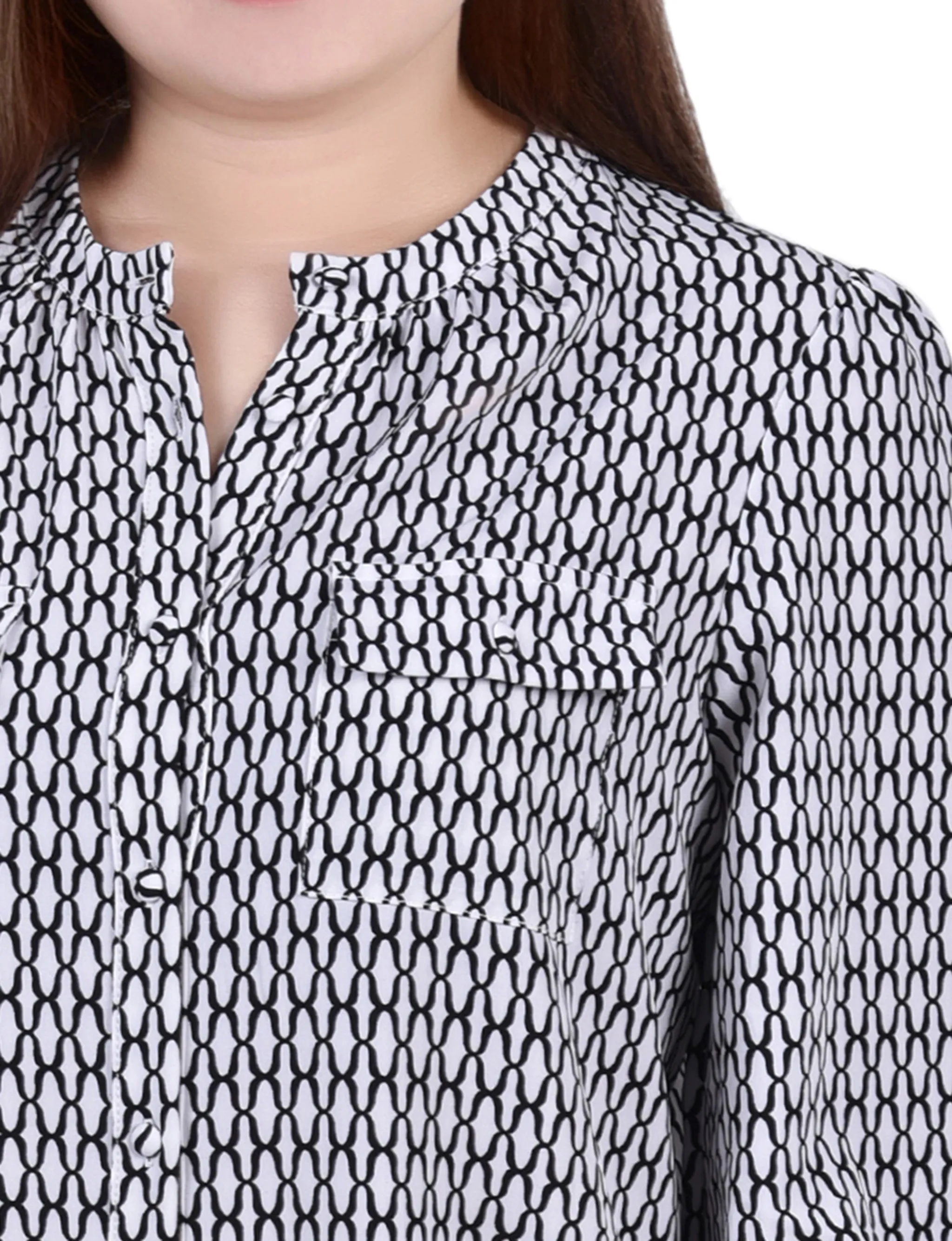 White Long Sleeve Button Front Blouse - Petite sold by Dress Barn product image thumbnail 3