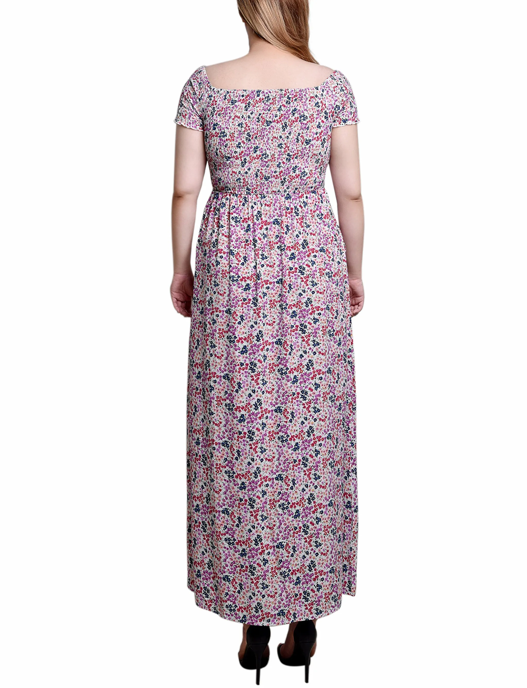 White Smocked Bodice Maxi Dress - Petite sold by Dress Barn product image thumbnail 3