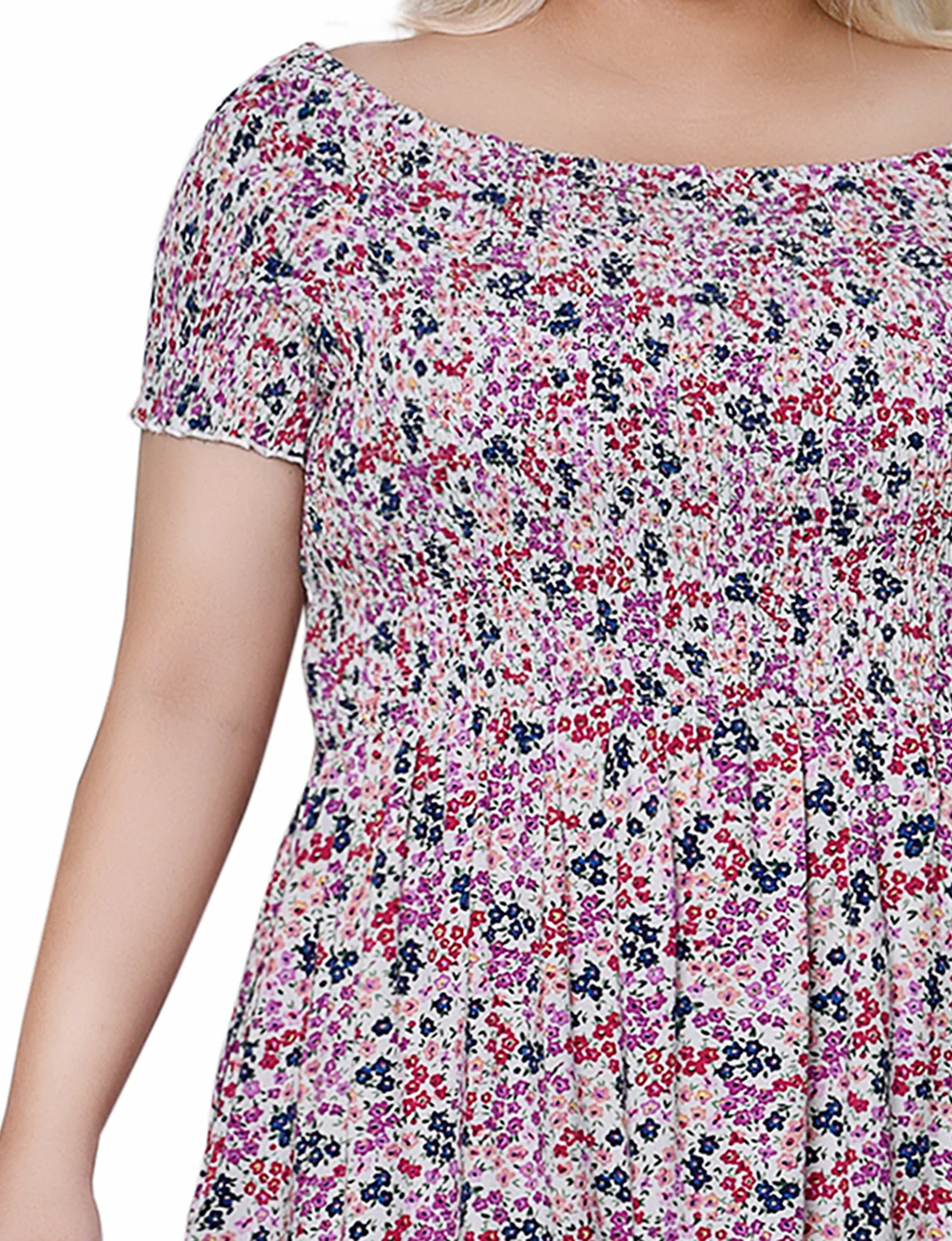 White Smocked Bodice Maxi Dress - Plus Size sold by Dress Barn product image thumbnail 4