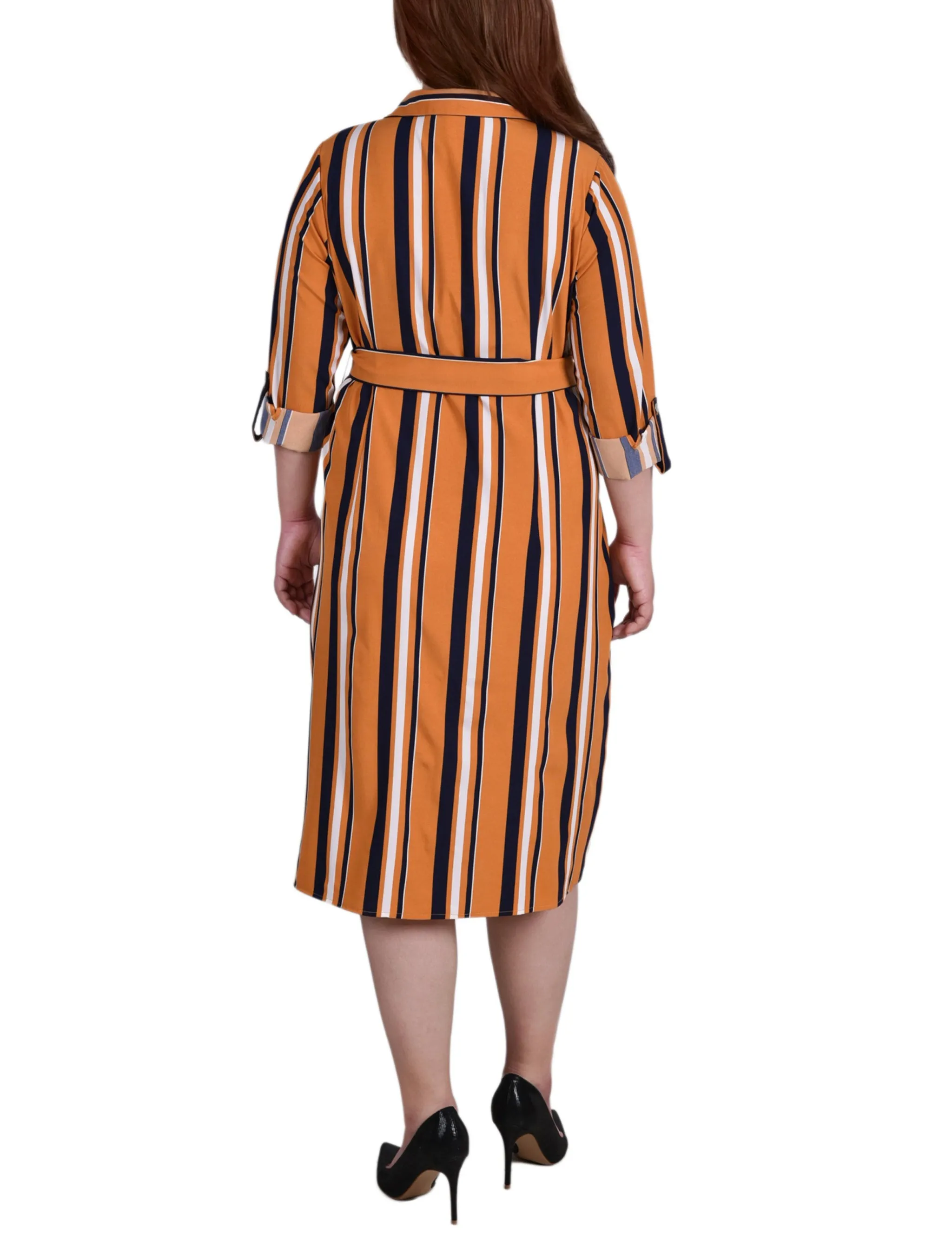 Yellow 3/4 Roll Tab Sleeve Belted Shirtdress - Plus Size sold by Dress Barn product image thumbnail 3