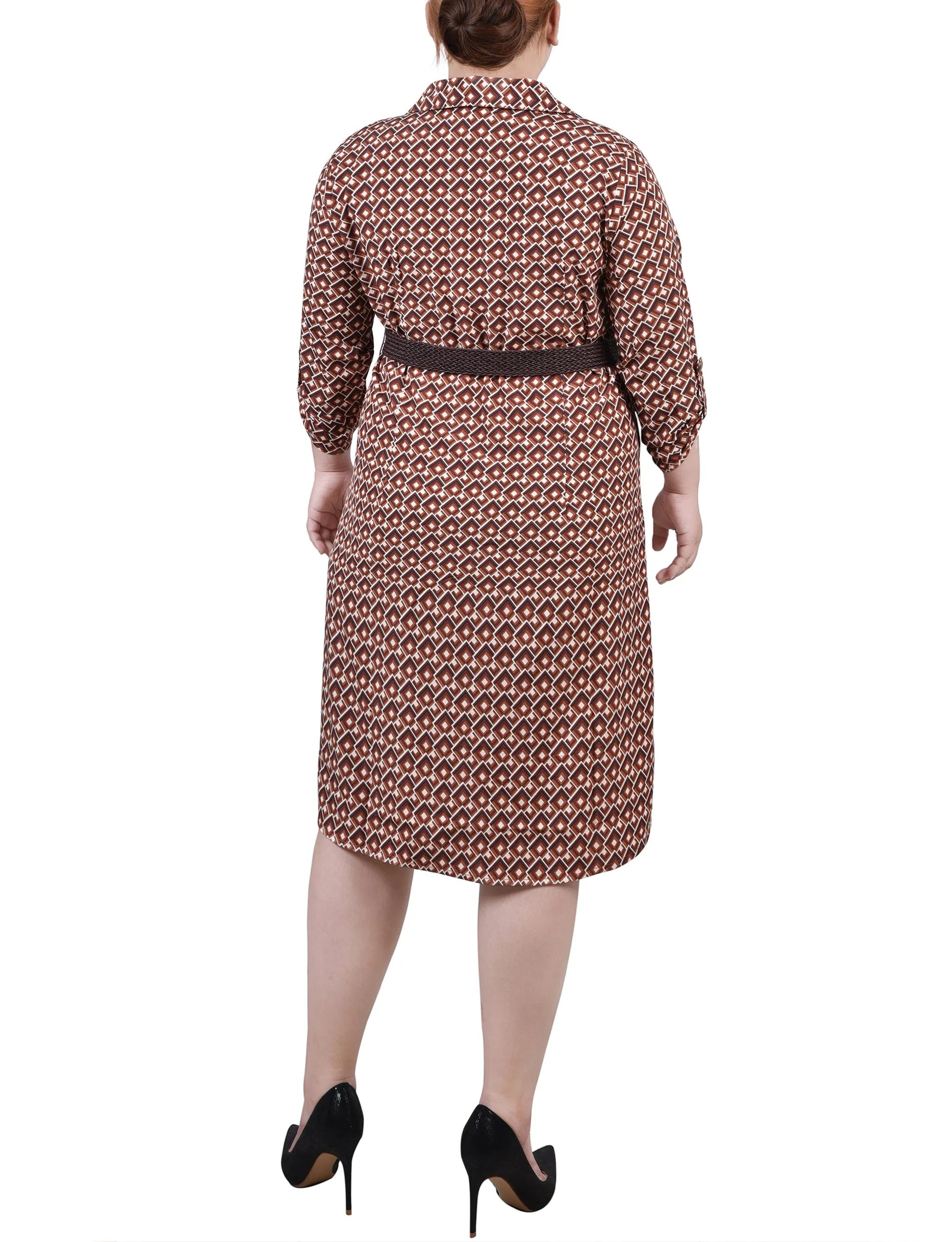 Yellow 3/4 Roll Tab Sleeve Shirtdress - Plus Size sold by Dress Barn product image thumbnail 3