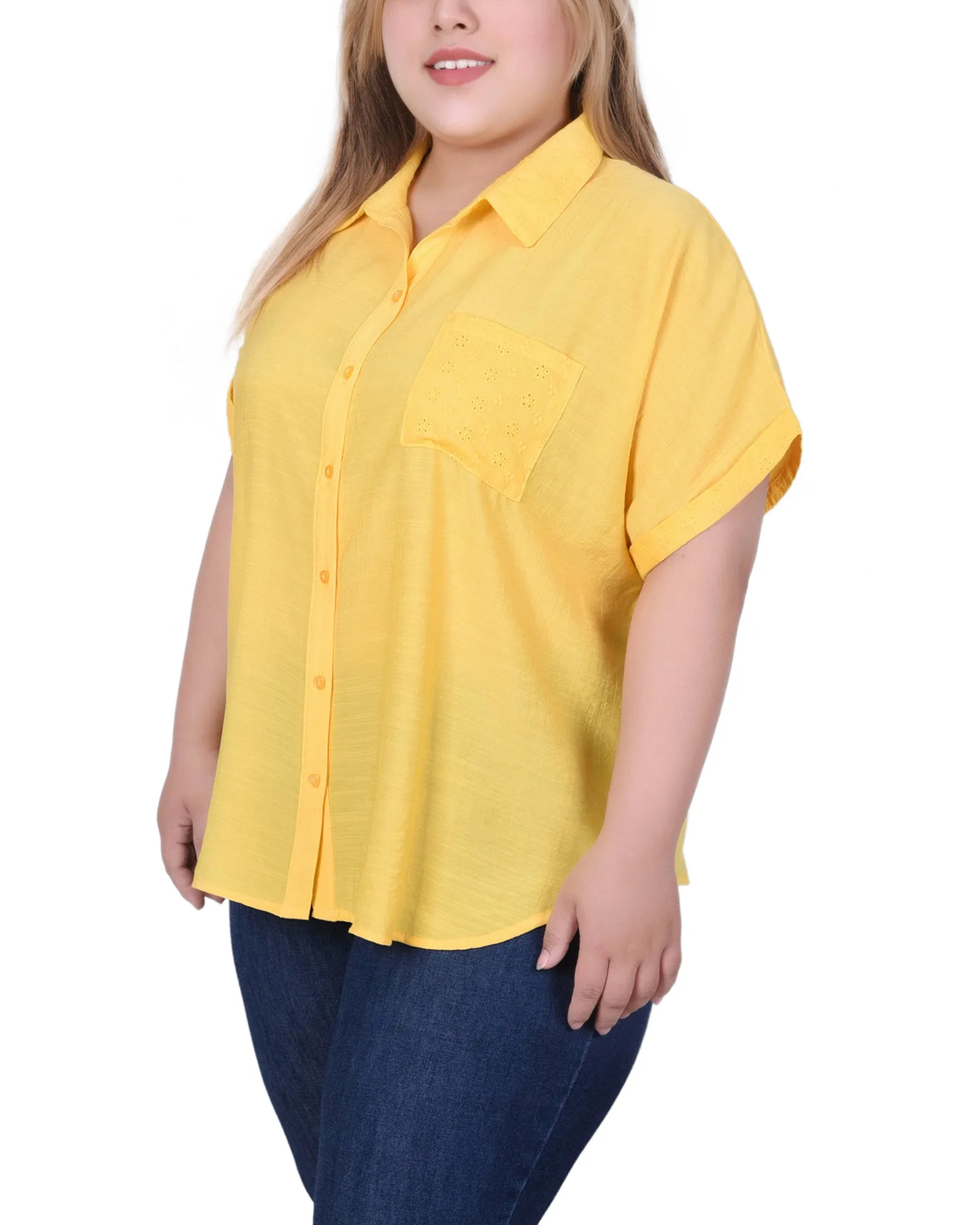 Yellow Short Extended Sleeve Blouse - Plus Size sold by Dress Barn product image thumbnail 2