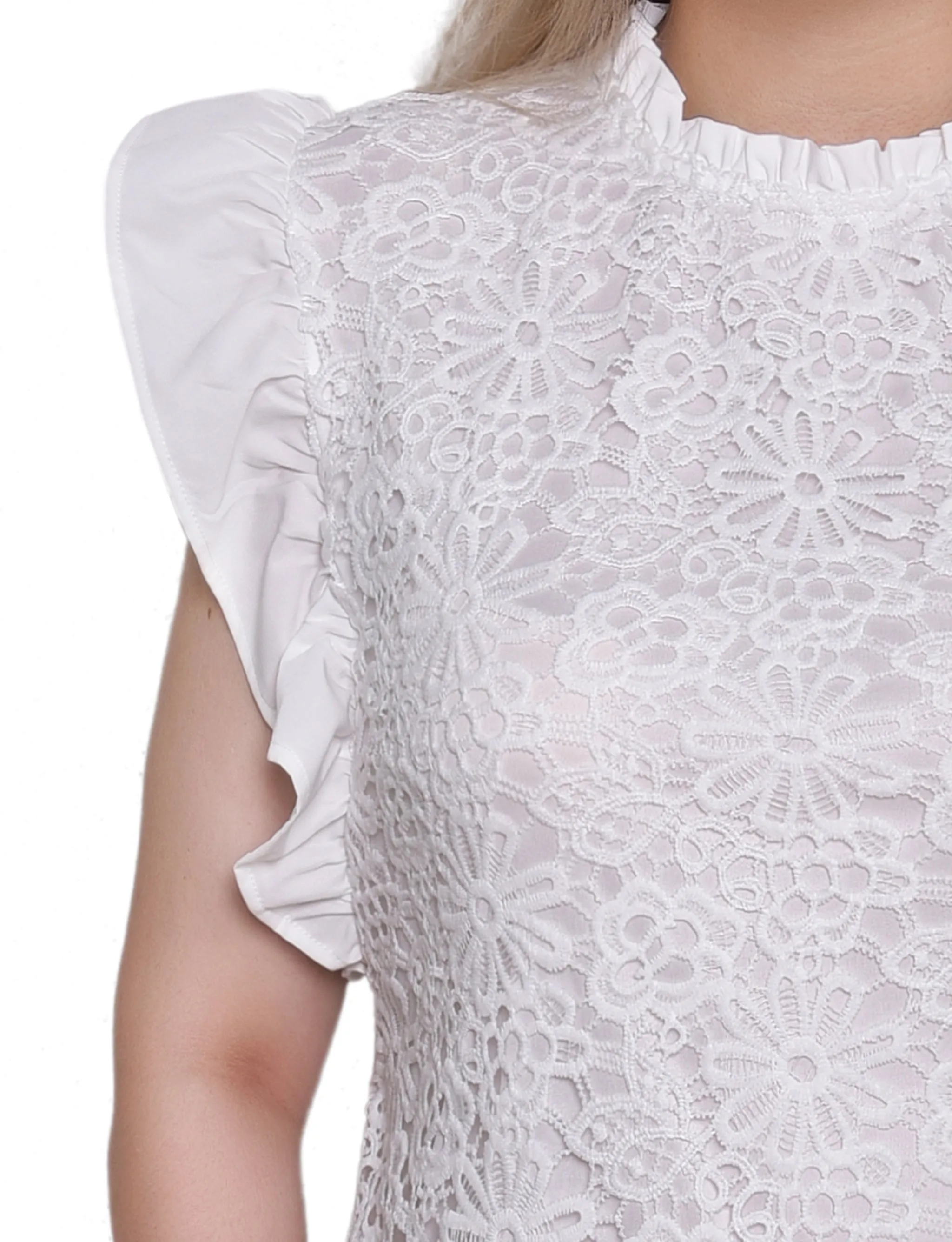 White Flutter Sleeve Lace Top sold by Dress Barn product image thumbnail 3
