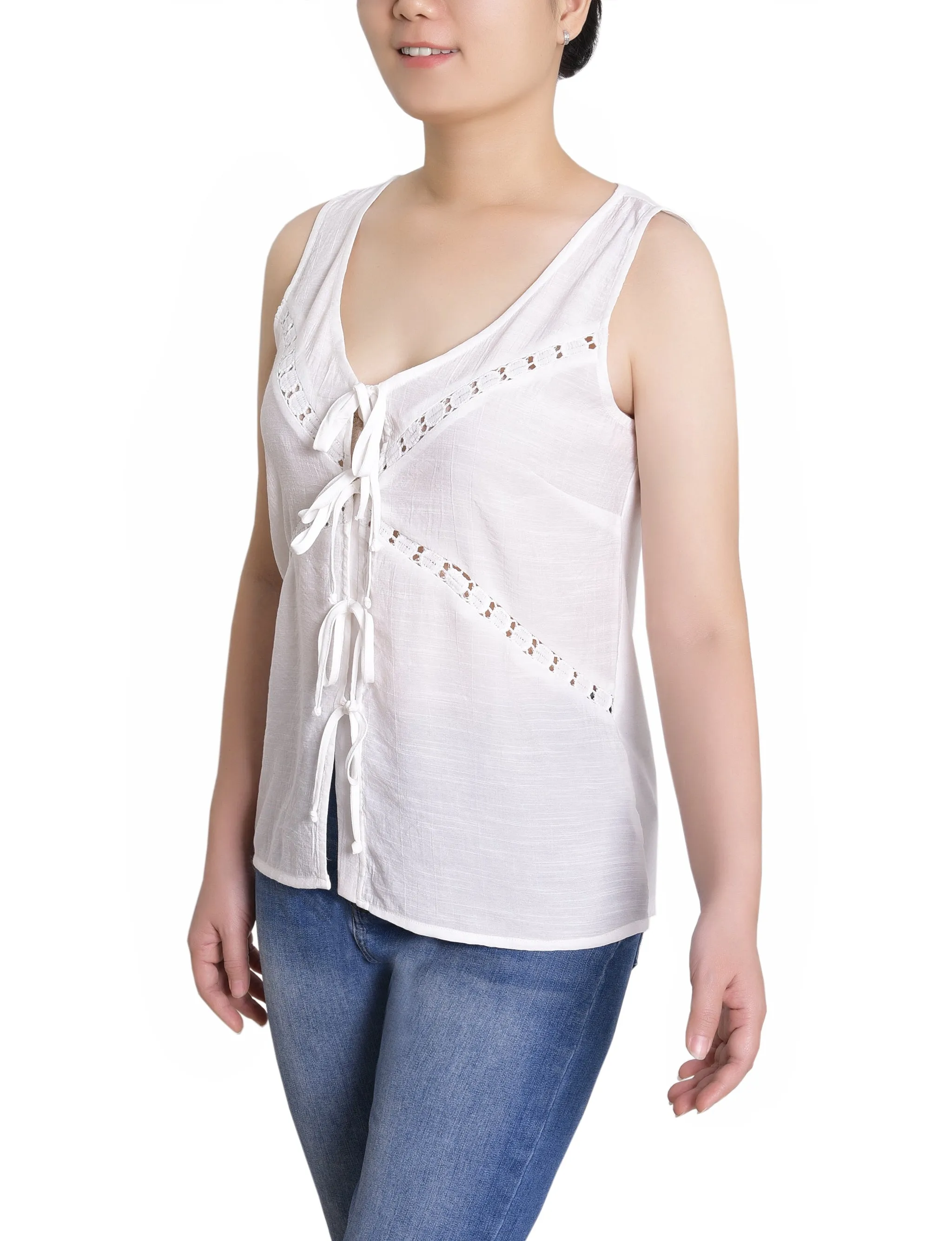 White Sleeveless Tie Detail Blouse - Petite sold by Dress Barn product image thumbnail 2