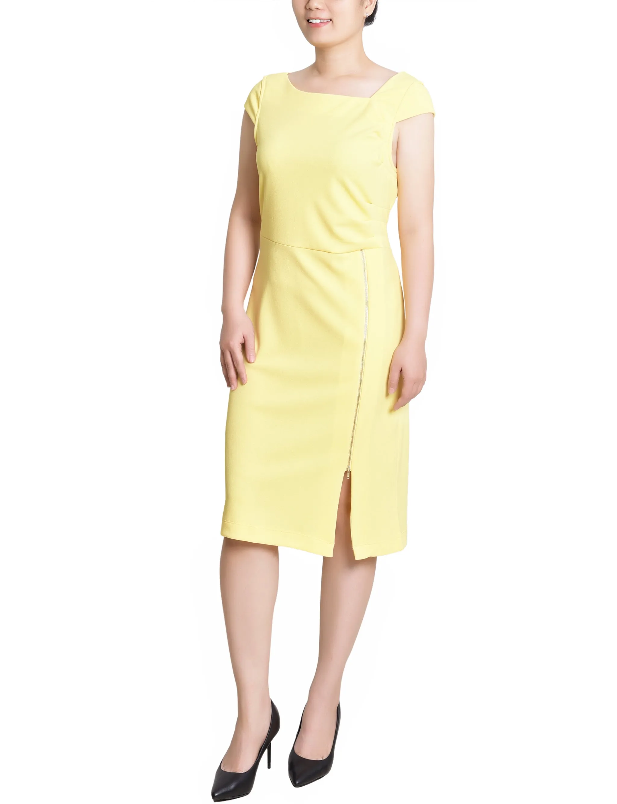 Banana Cap Sleeve Exposed Zipper Dress - Petite sold by Dress Barn product image thumbnail 2