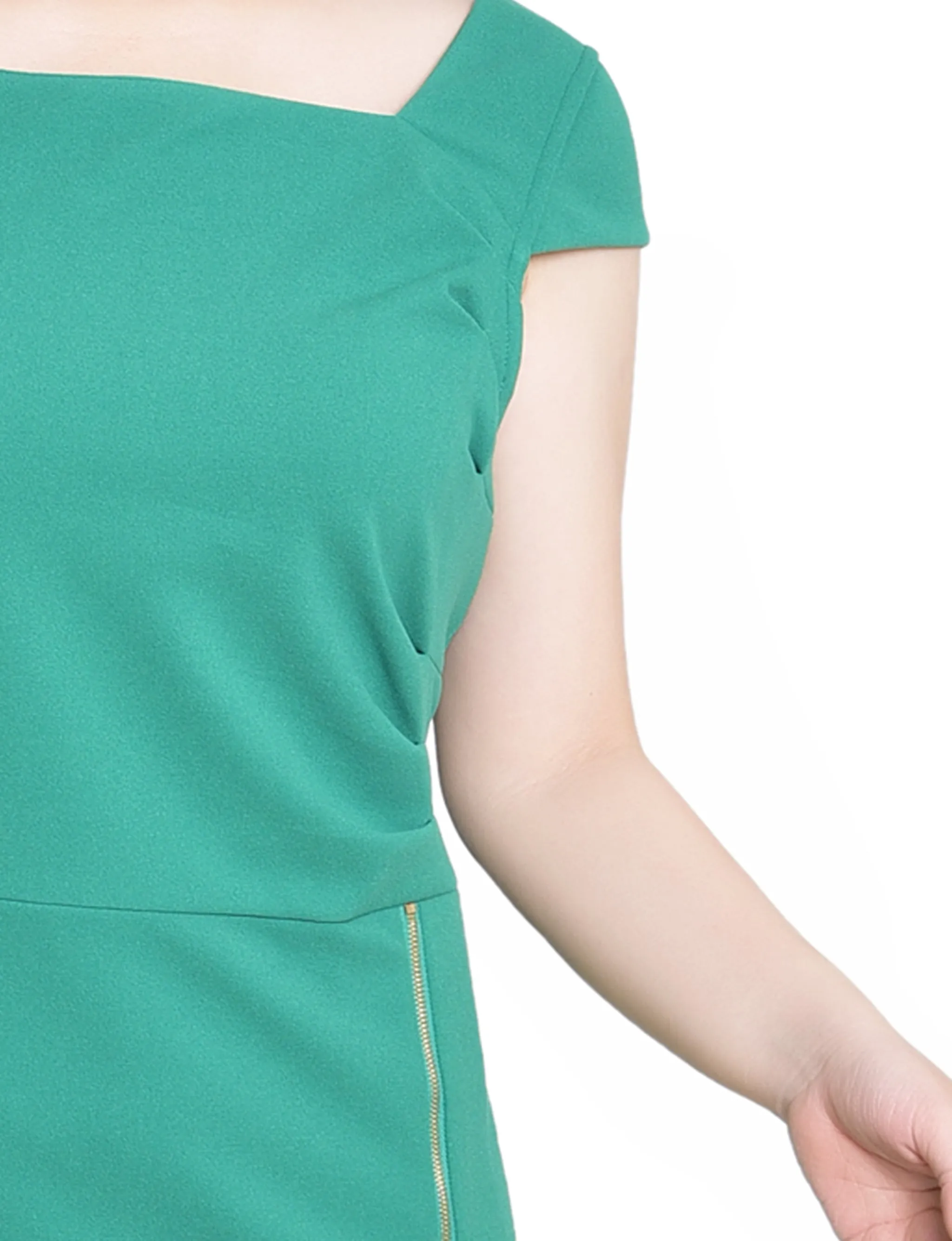 Emerald Green Cap Sleeve Exposed Zipper Dress - Petite sold by Dress Barn product image thumbnail 3