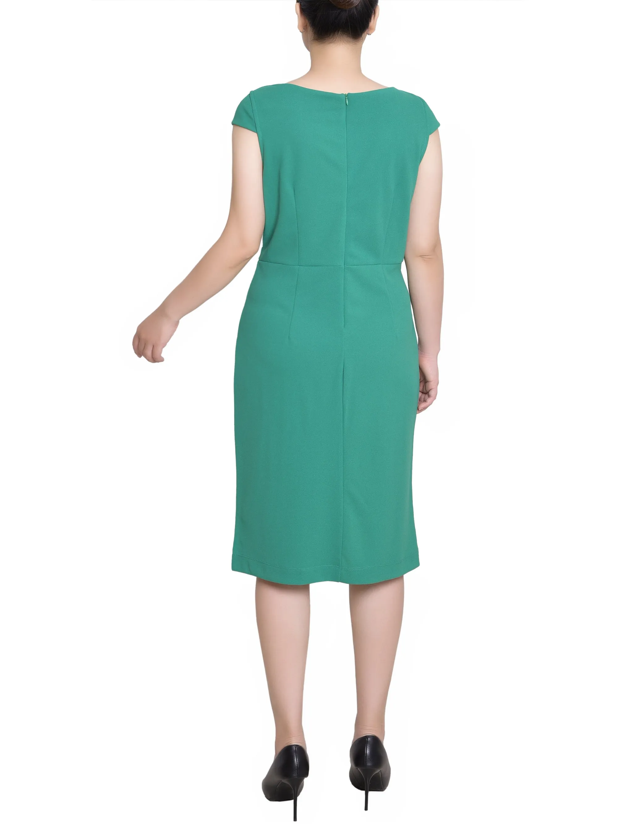 Emerald Green Cap Sleeve Exposed Zipper Dress - Petite sold by Dress Barn product image thumbnail 4