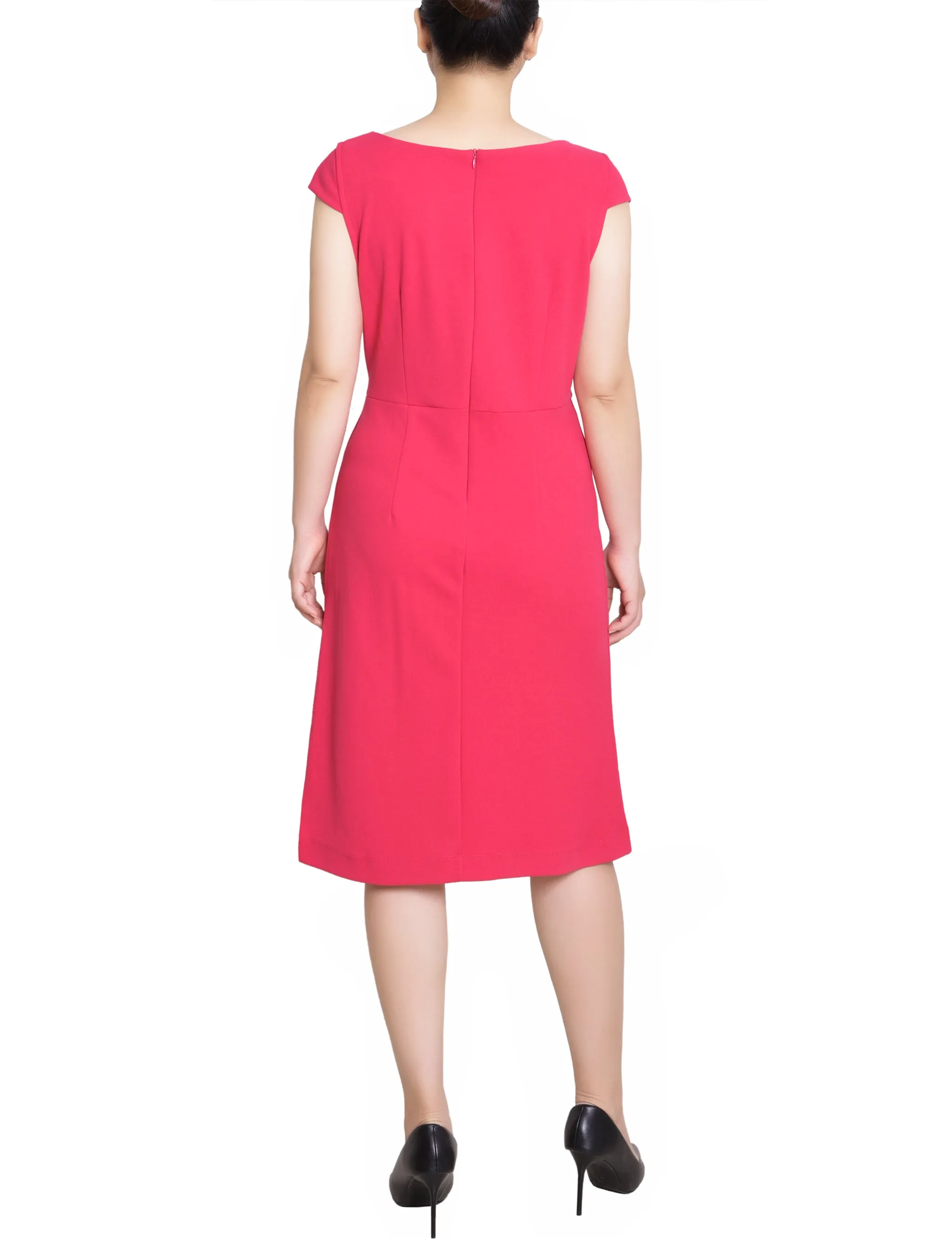 Pink Cap Sleeve Exposed Zipper Dress - Petite sold by Dress Barn product image thumbnail 4
