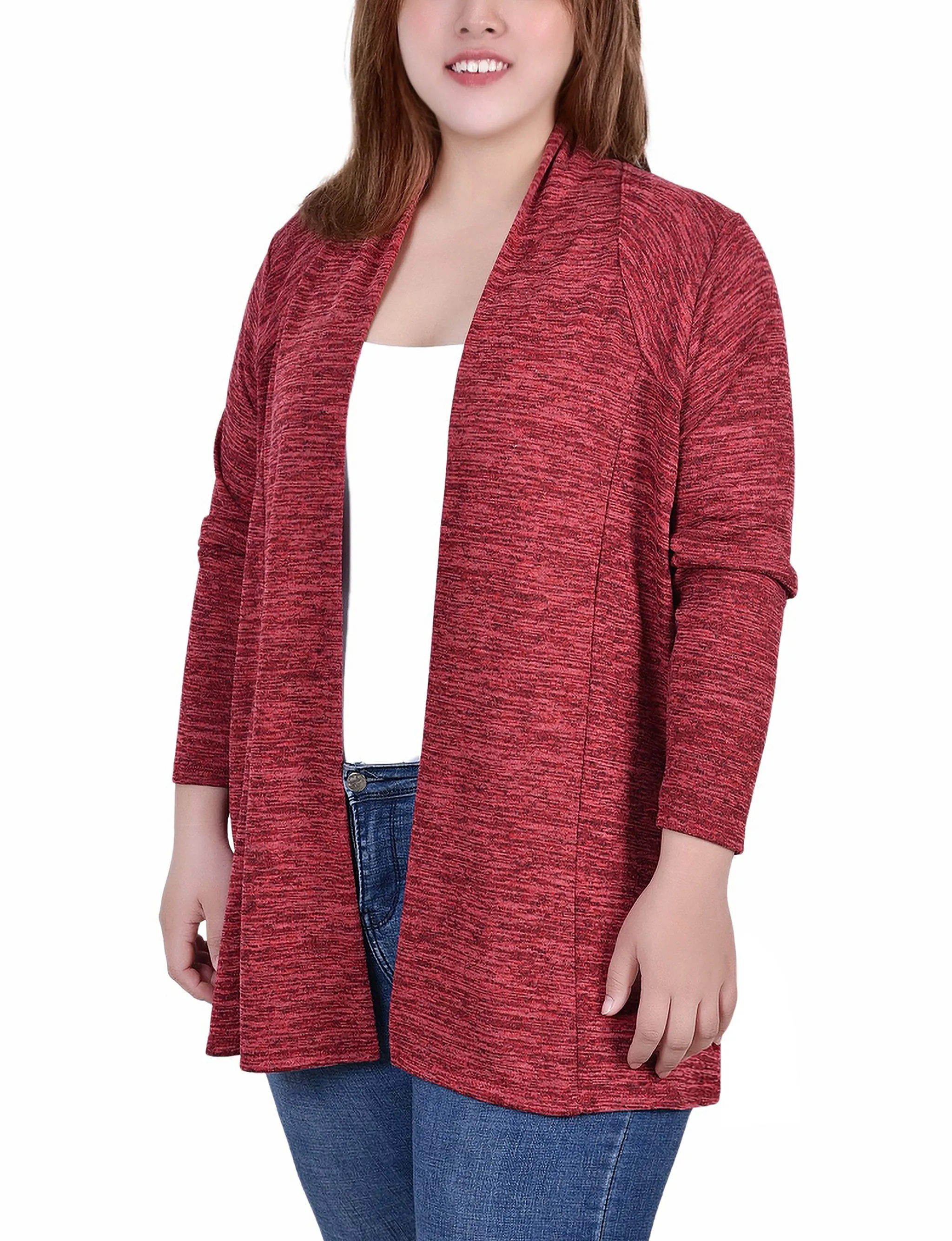 Burgundy Long Sleeve Cardigan - Plus sold by Dress Barn