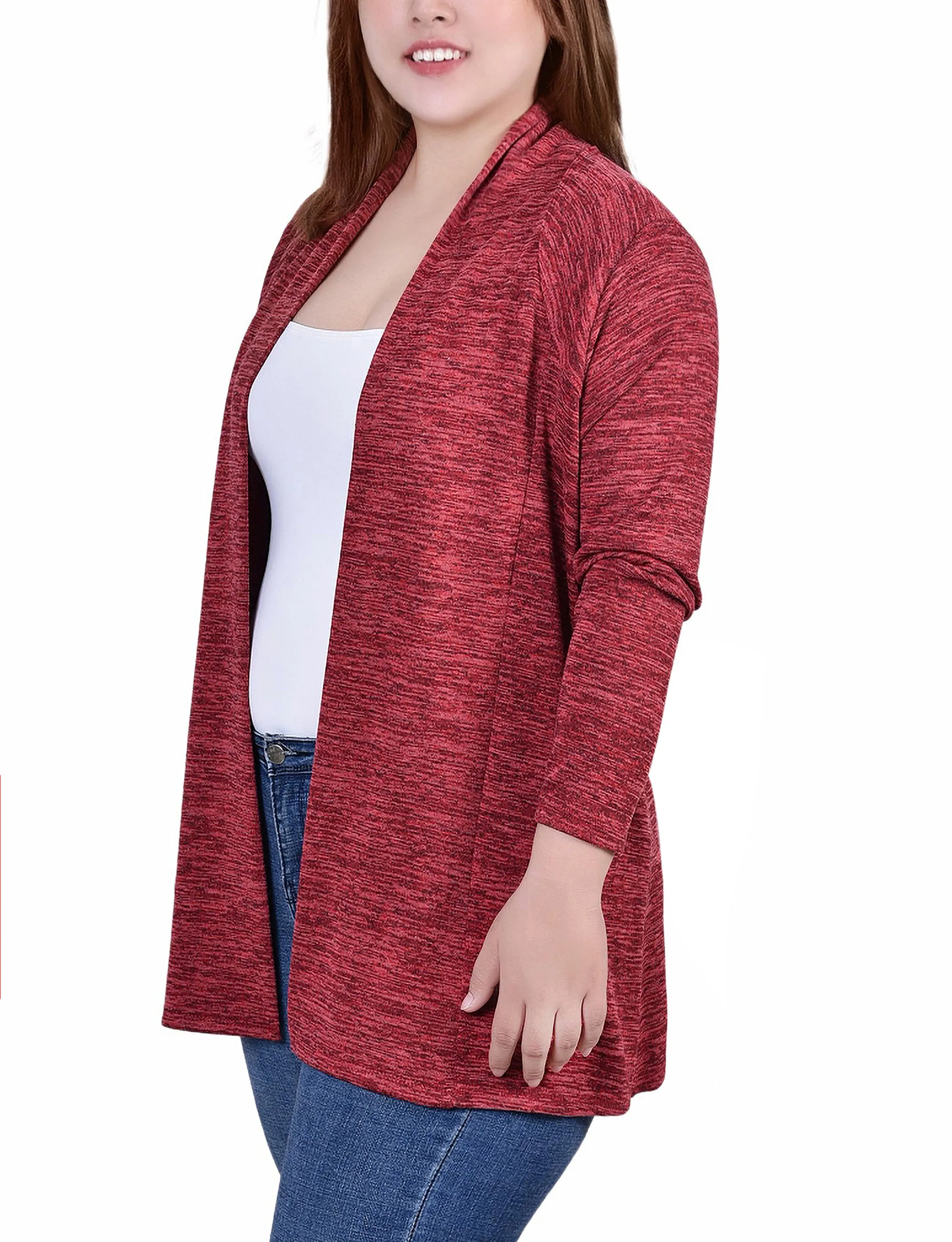 Burgundy Long Sleeve Cardigan - Plus sold by Dress Barn product image thumbnail 2