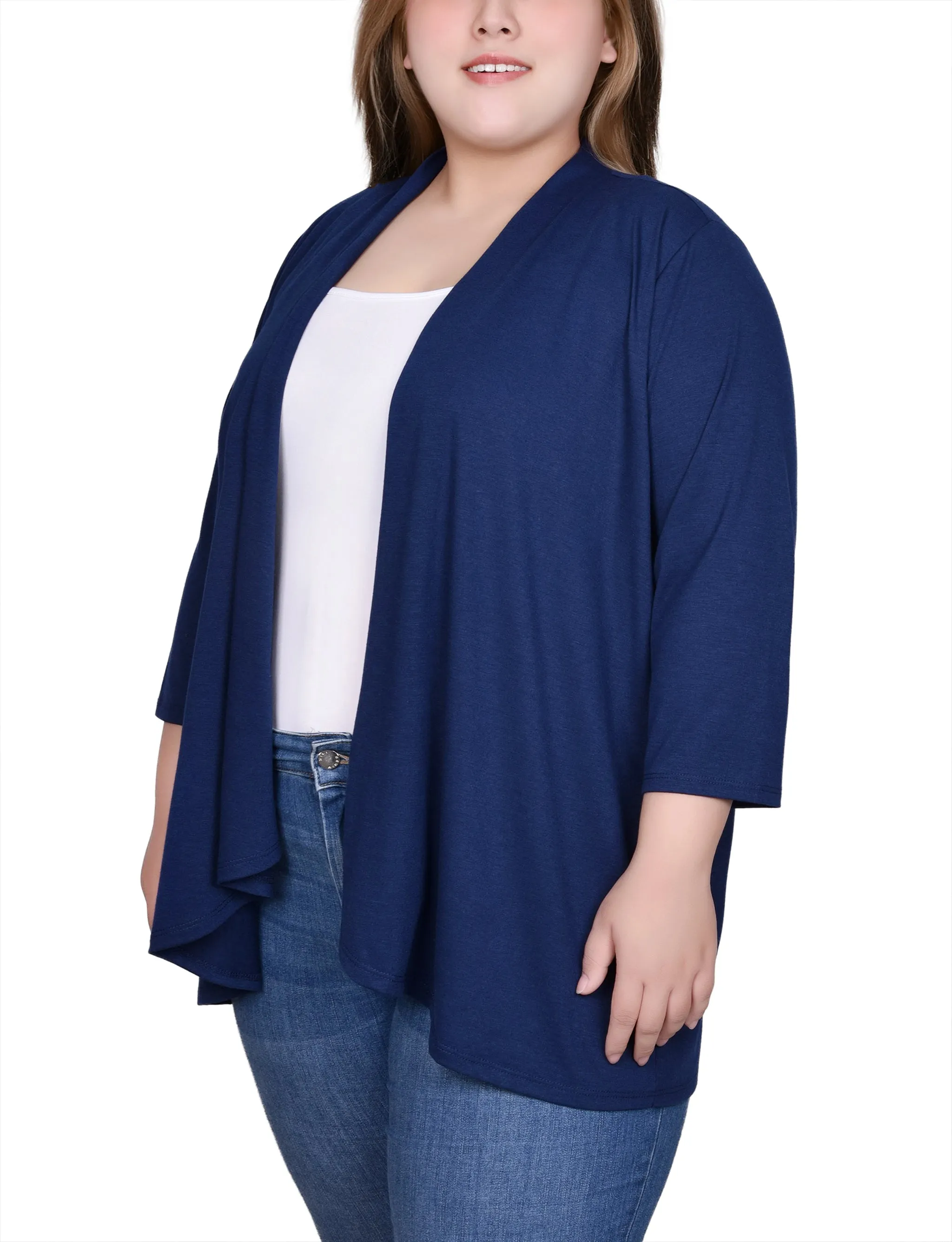 Dark Navy 3/4 Sleeve Solid Cardigan - Plus sold by Dress Barn product image thumbnail 2