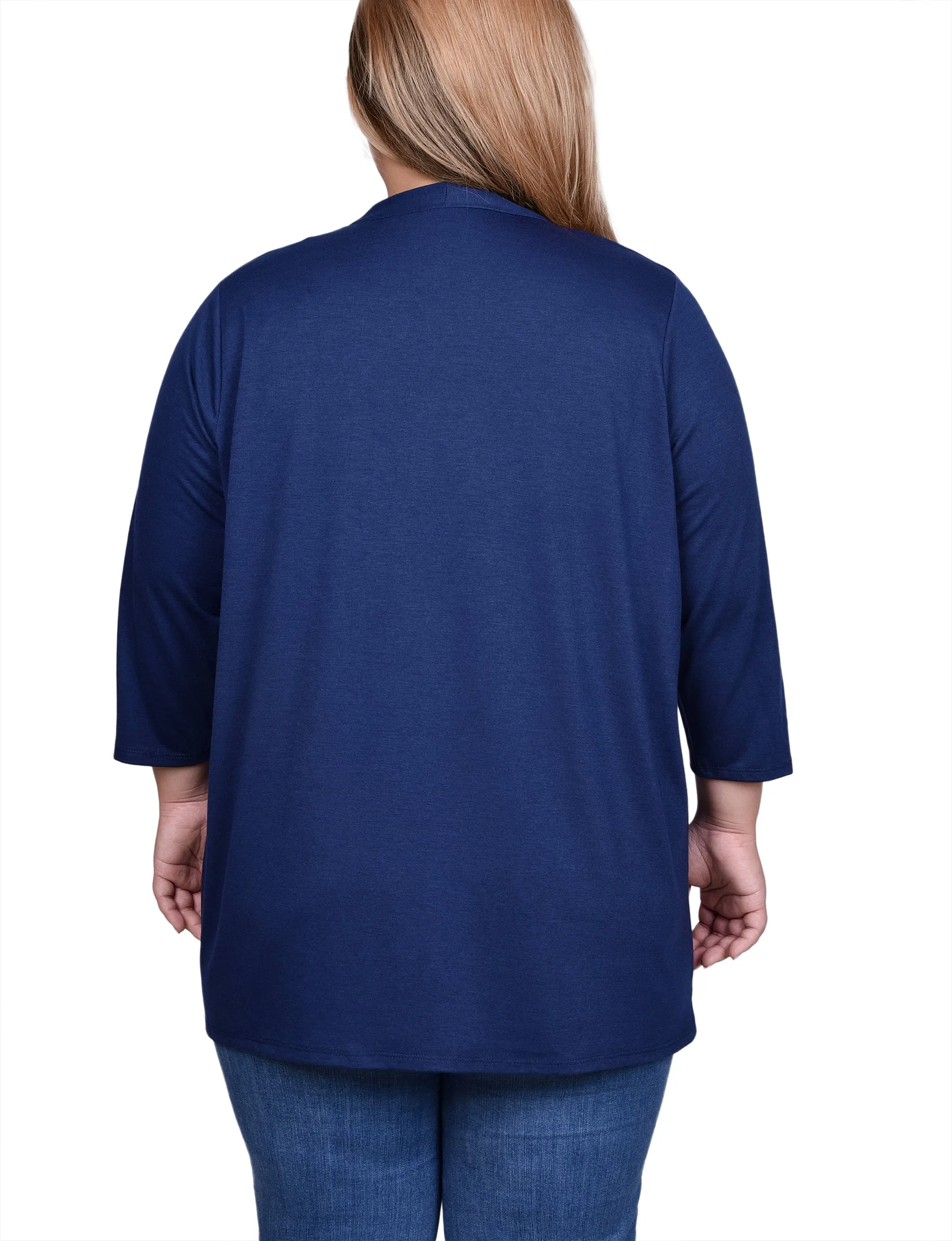 Dark Navy 3/4 Sleeve Solid Cardigan - Plus sold by Dress Barn product image thumbnail 4