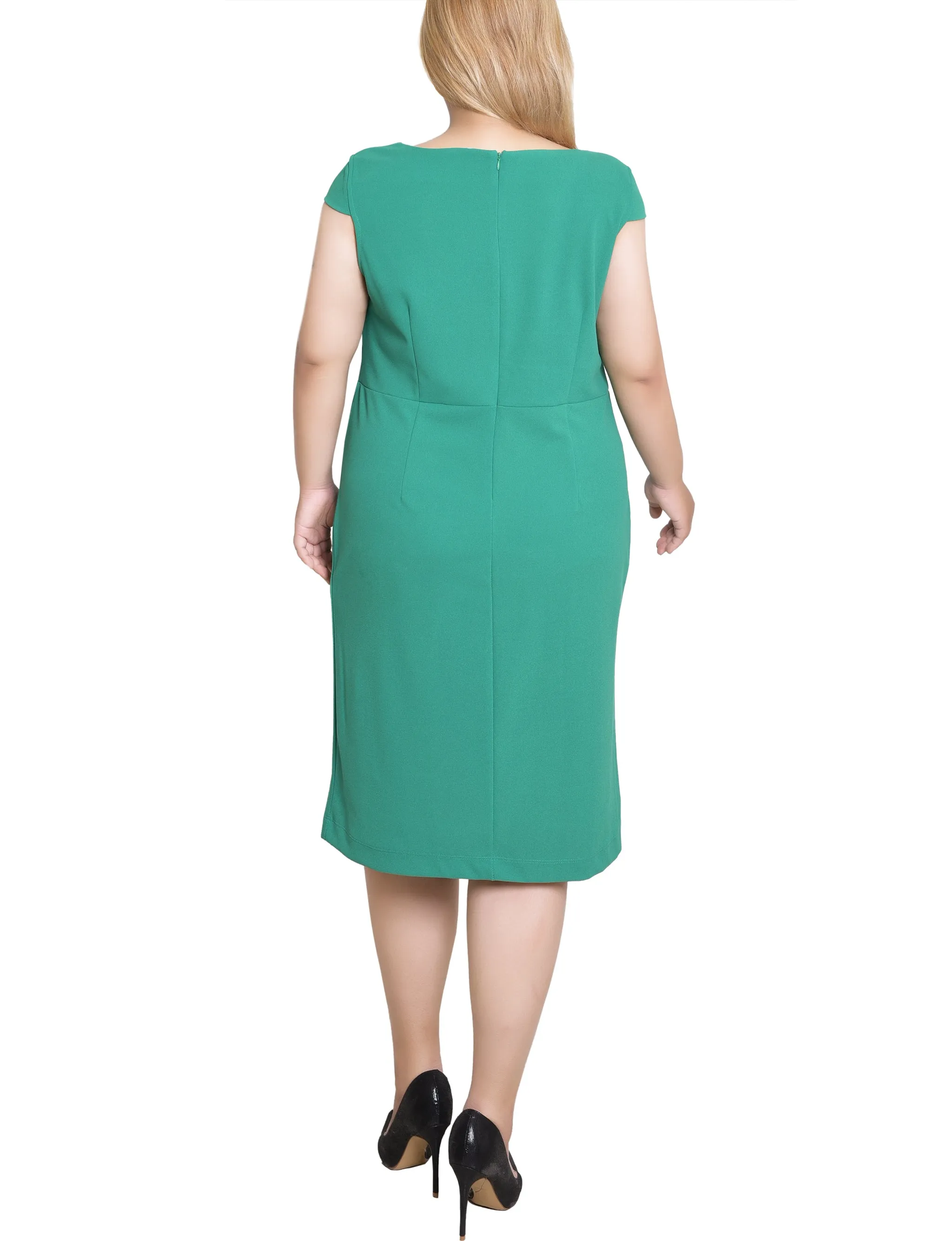 Emerald Green Cap Sleeve Exposed Zipper Dress - Plus sold by Dress Barn product image thumbnail 4