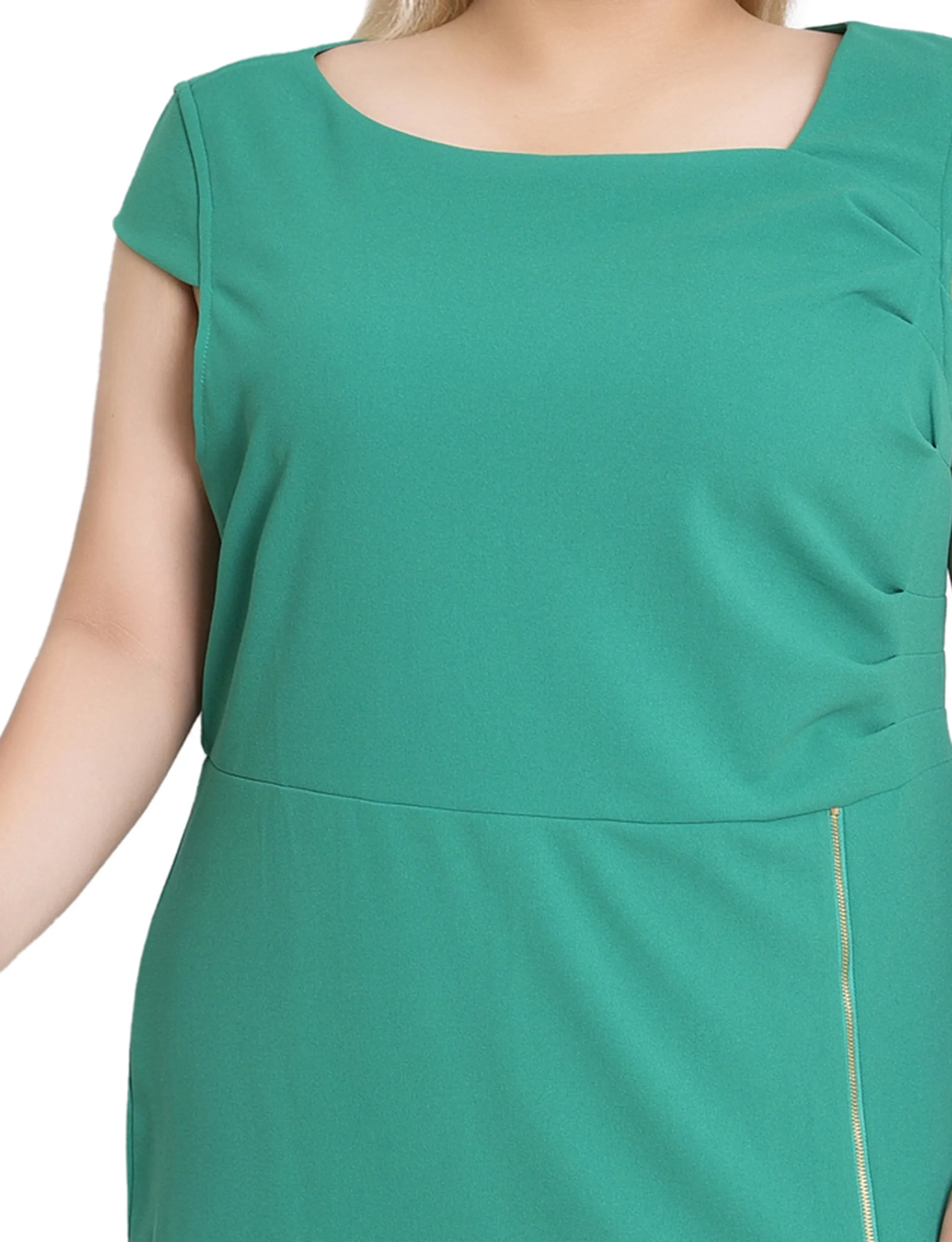 Emerald Green Cap Sleeve Exposed Zipper Dress - Plus sold by Dress Barn product image thumbnail 3