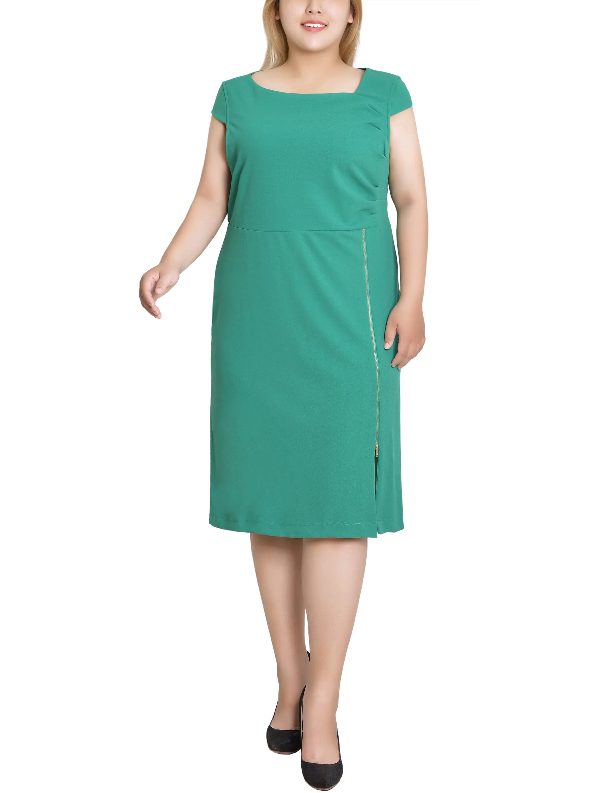 Emerald Green Cap Sleeve Exposed Zipper Dress - Plus sold by Dress Barn