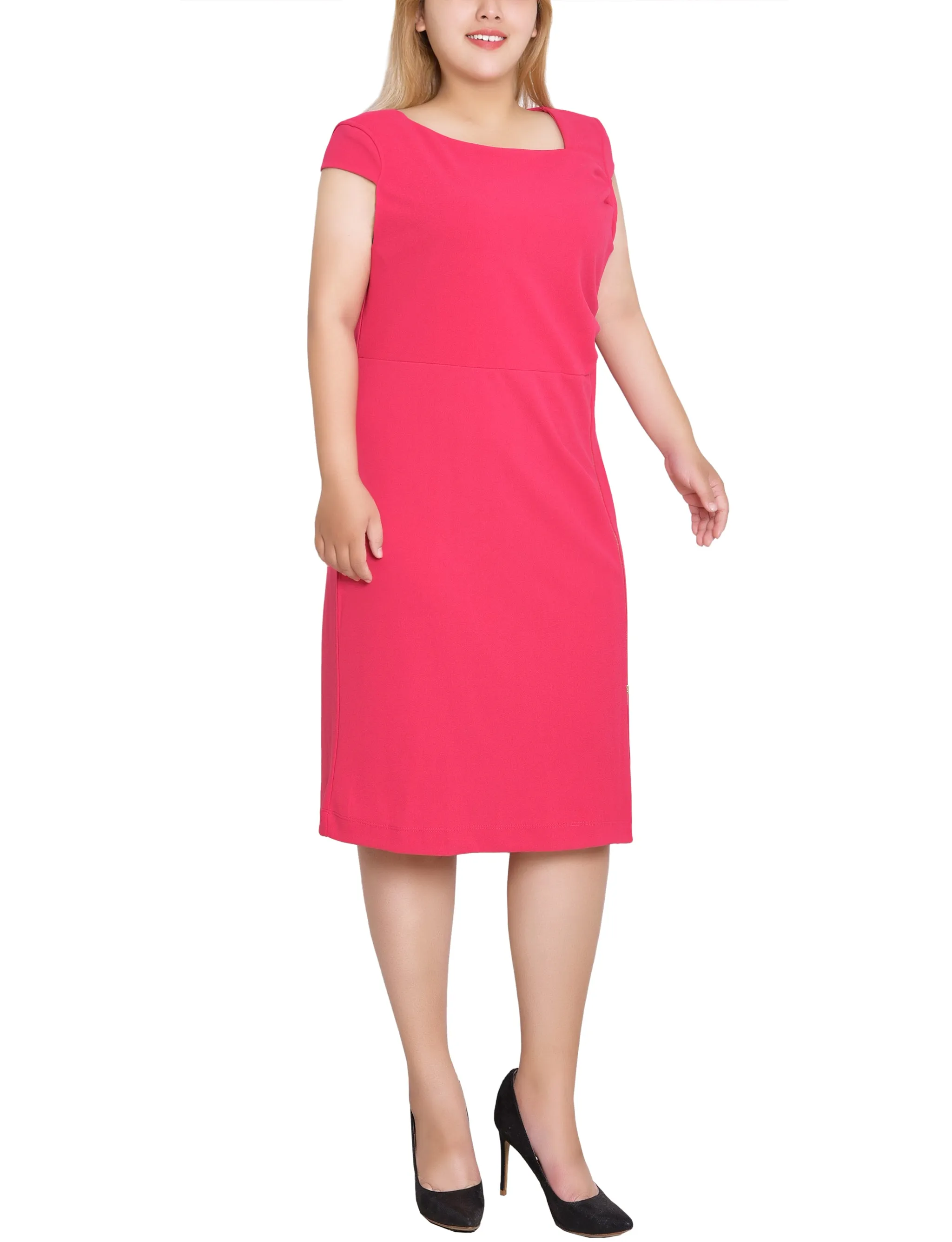 Pink Cap Sleeve Exposed Zipper Dress - Plus sold by Dress Barn product image thumbnail 2