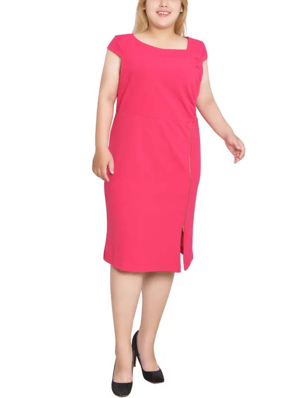 Pink Cap Sleeve Exposed Zipper Dress - Plus sold by Dress Barn
