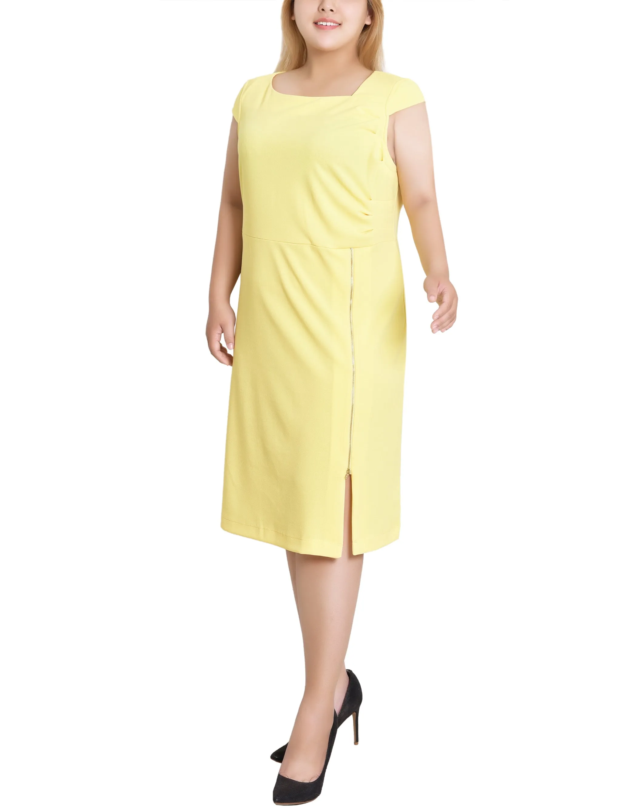 Banana Cap Sleeve Exposed Zipper Dress - Plus sold by Dress Barn product image thumbnail 2